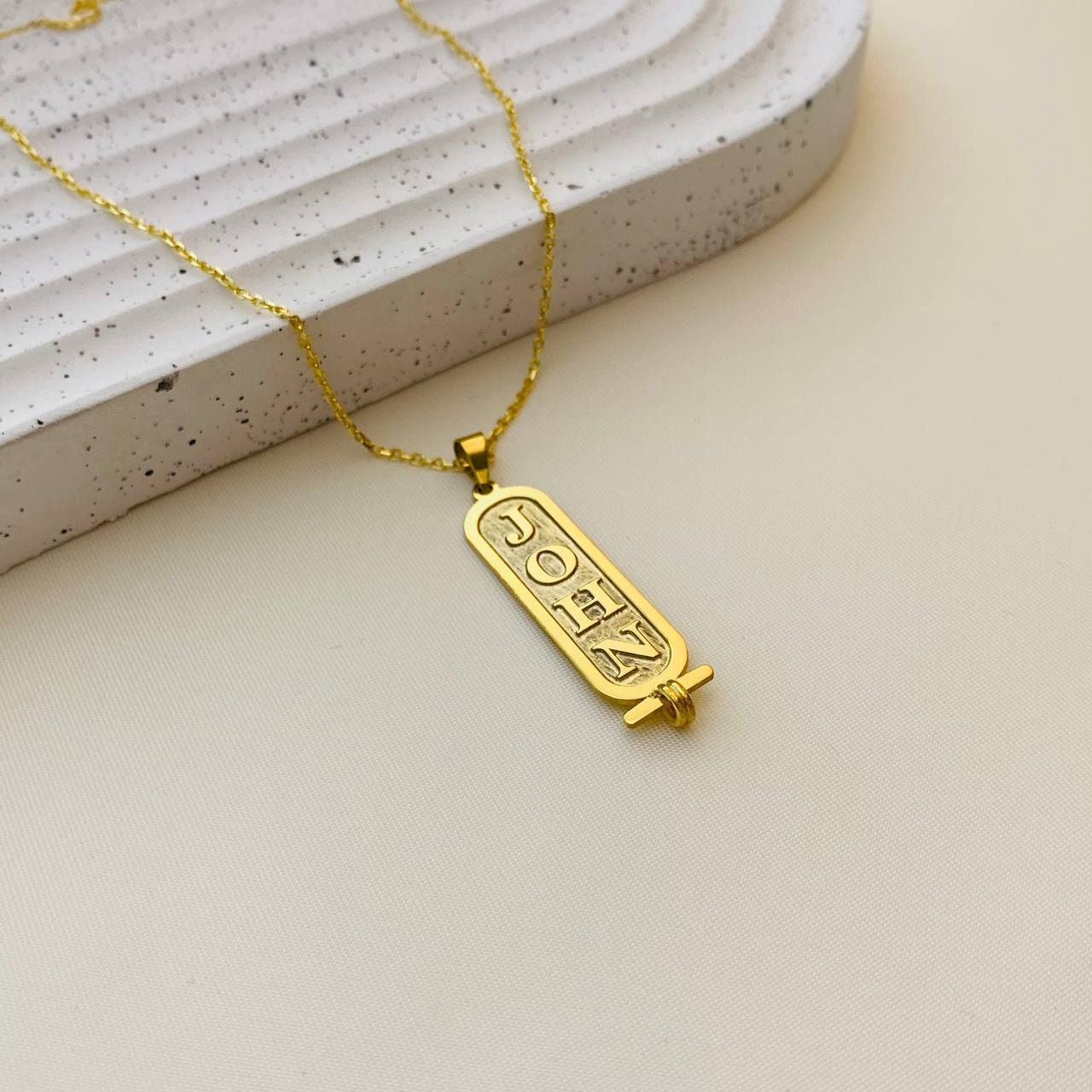 Bar Name Necklace, Custom Bar Charm Necklace, Cartouche Name Necklace, Nameplate Necklace, Cartouche Name Pendant