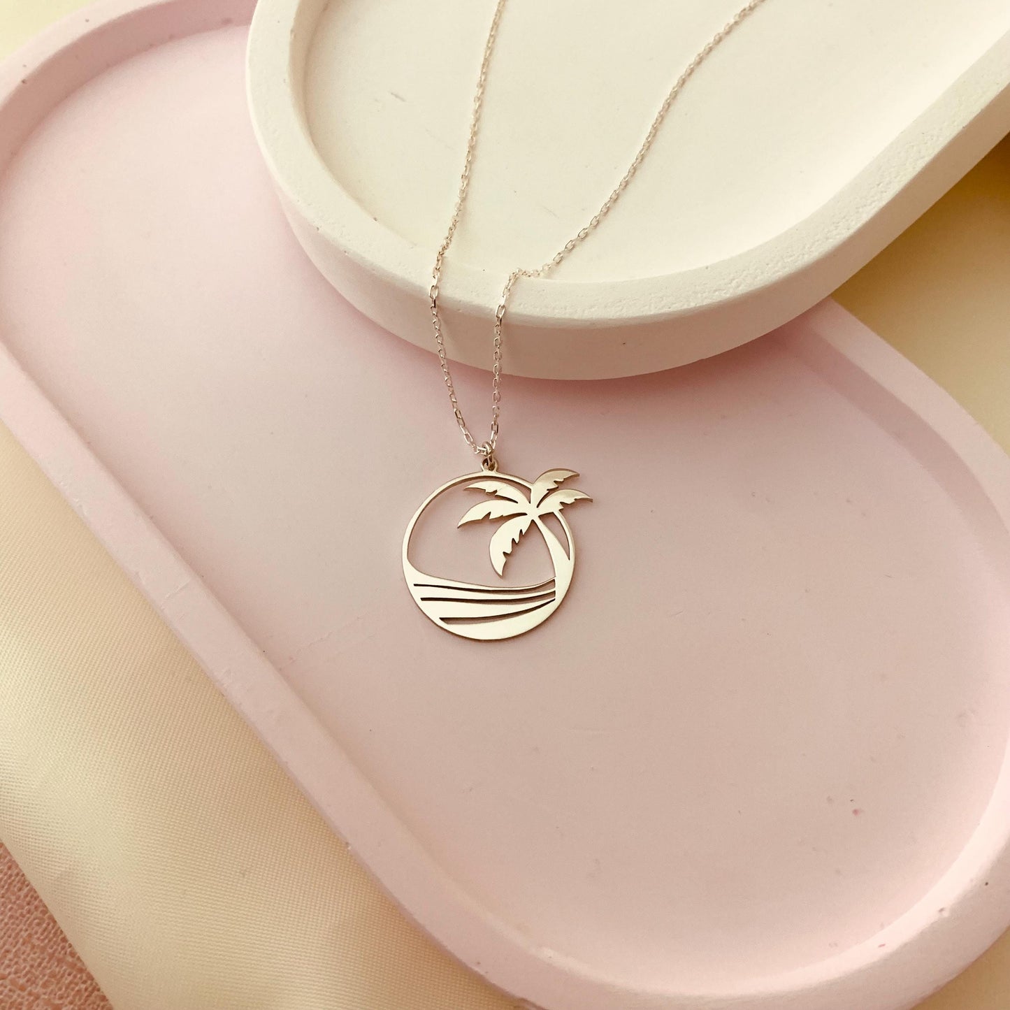 Palm Tree Necklace, Gold Tropical Palm Pendant, Beach Vacation Jewelry, Summer Necklace, Gold Palm Tree Charm, Tropical Necklace