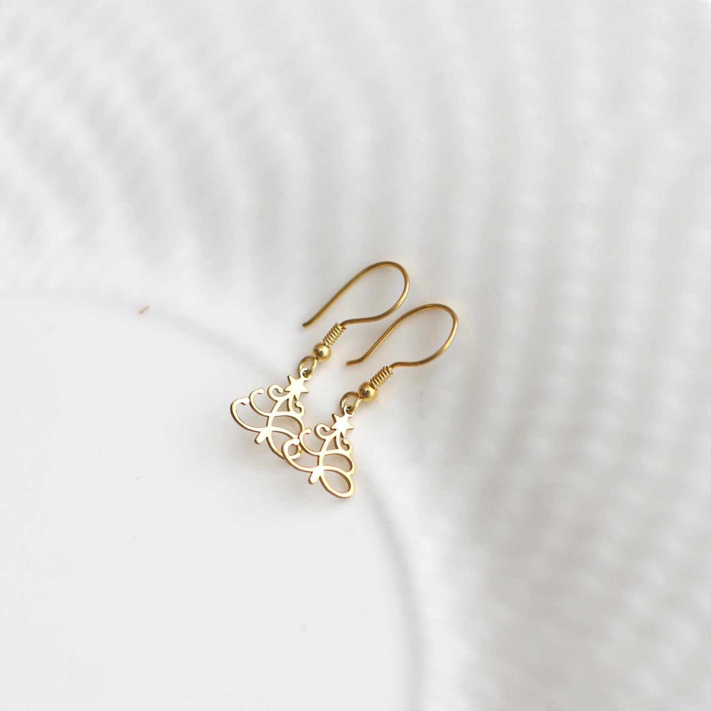 Tiny Tree Earrings | 18K Gold Dainty Holiday Jewelry | Minimalist Lightweight Christmas Tree Gift for Her | Lovely Natural Plant Jewelry