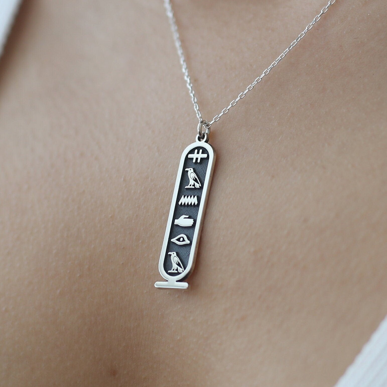 Ancient Egyptian Hieroglyphic Name Necklace 925 Sterling Silver, Personalised Necklace , Custom Name Jewellery , Personalised Gift