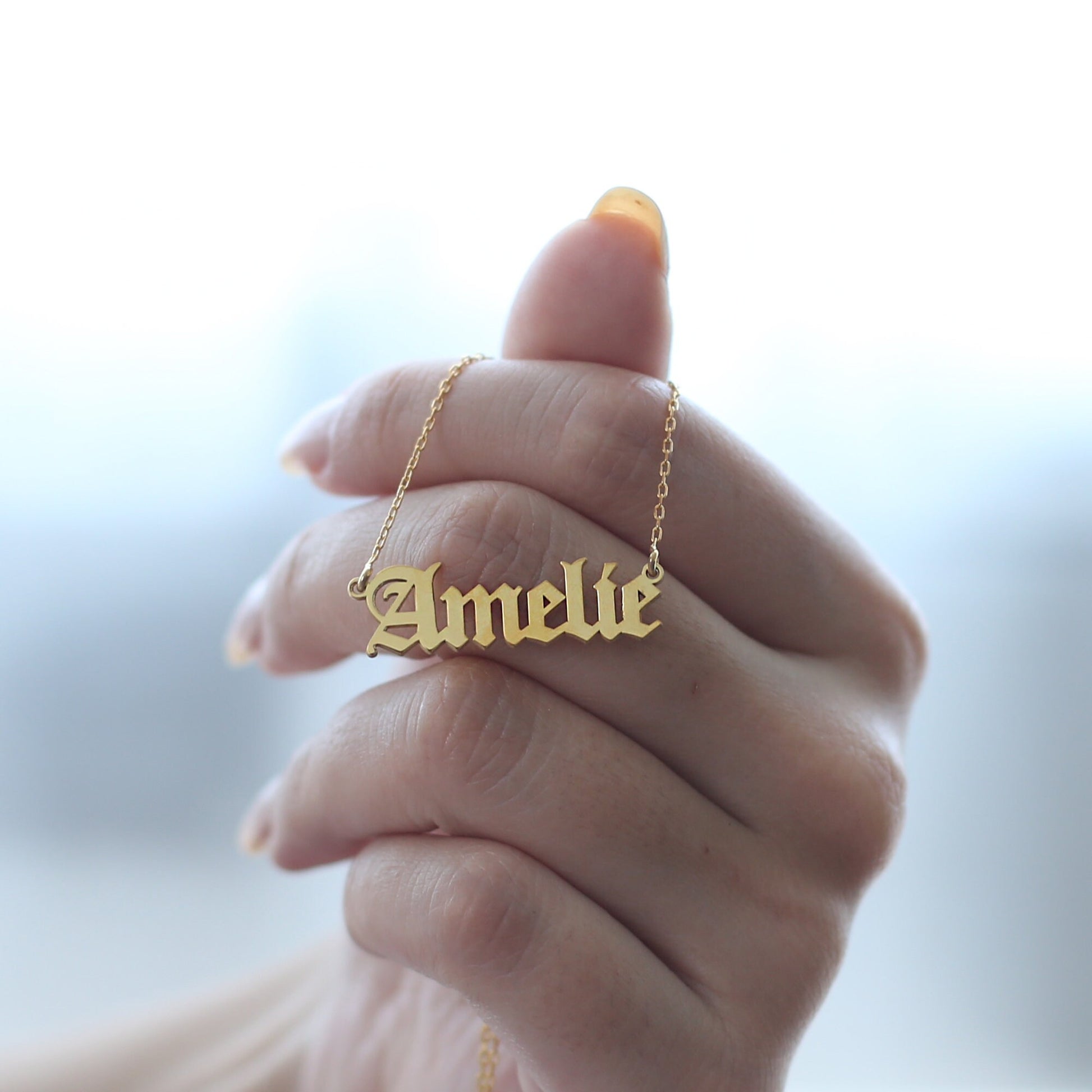 Old English Name Necklace - Personalized Jewelry Necklace - 925 Sterling Silver - Gift for Her - Birthday Gift - Old English Letters, marriage, wedding, bride, wedding gift, bride gift