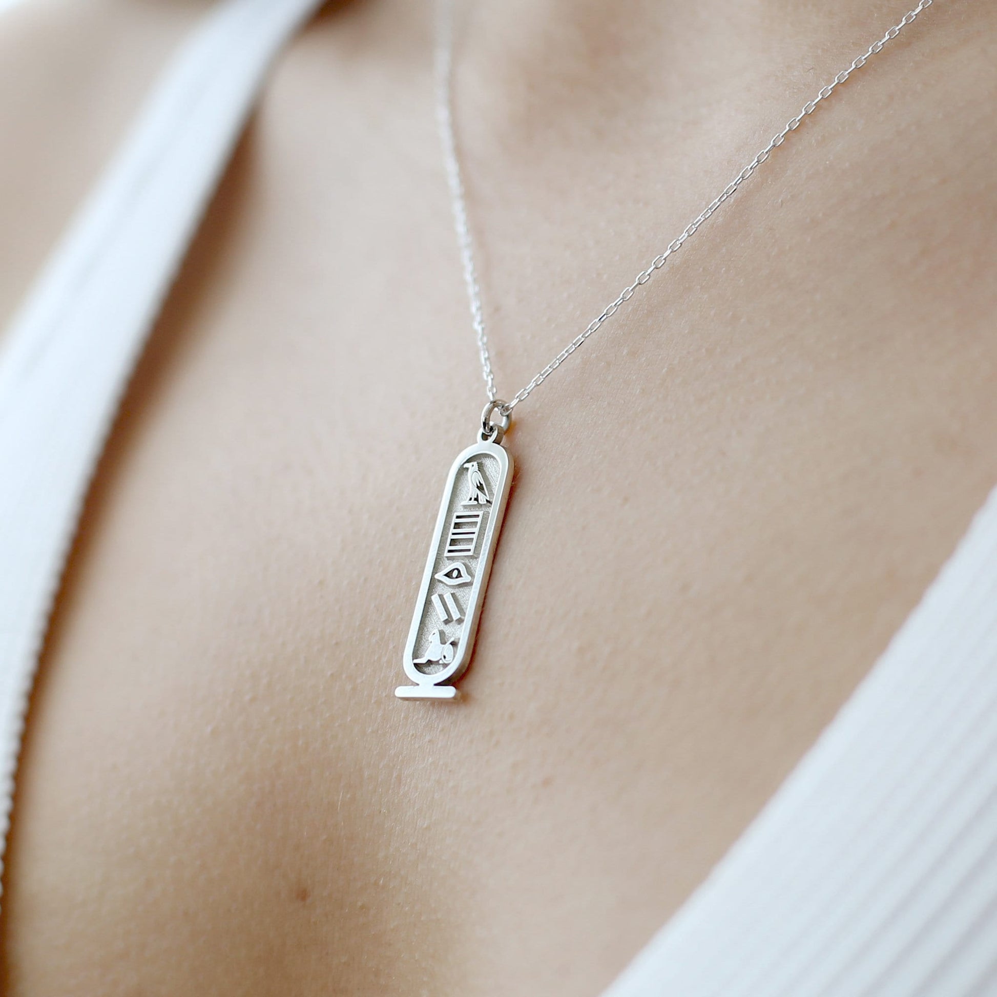 Cartouche Egyptian Hieroglyphic Name Necklace 925 Sterling Silver, Personalised Necklace, Custom Name Jewellery, Personalised Gift