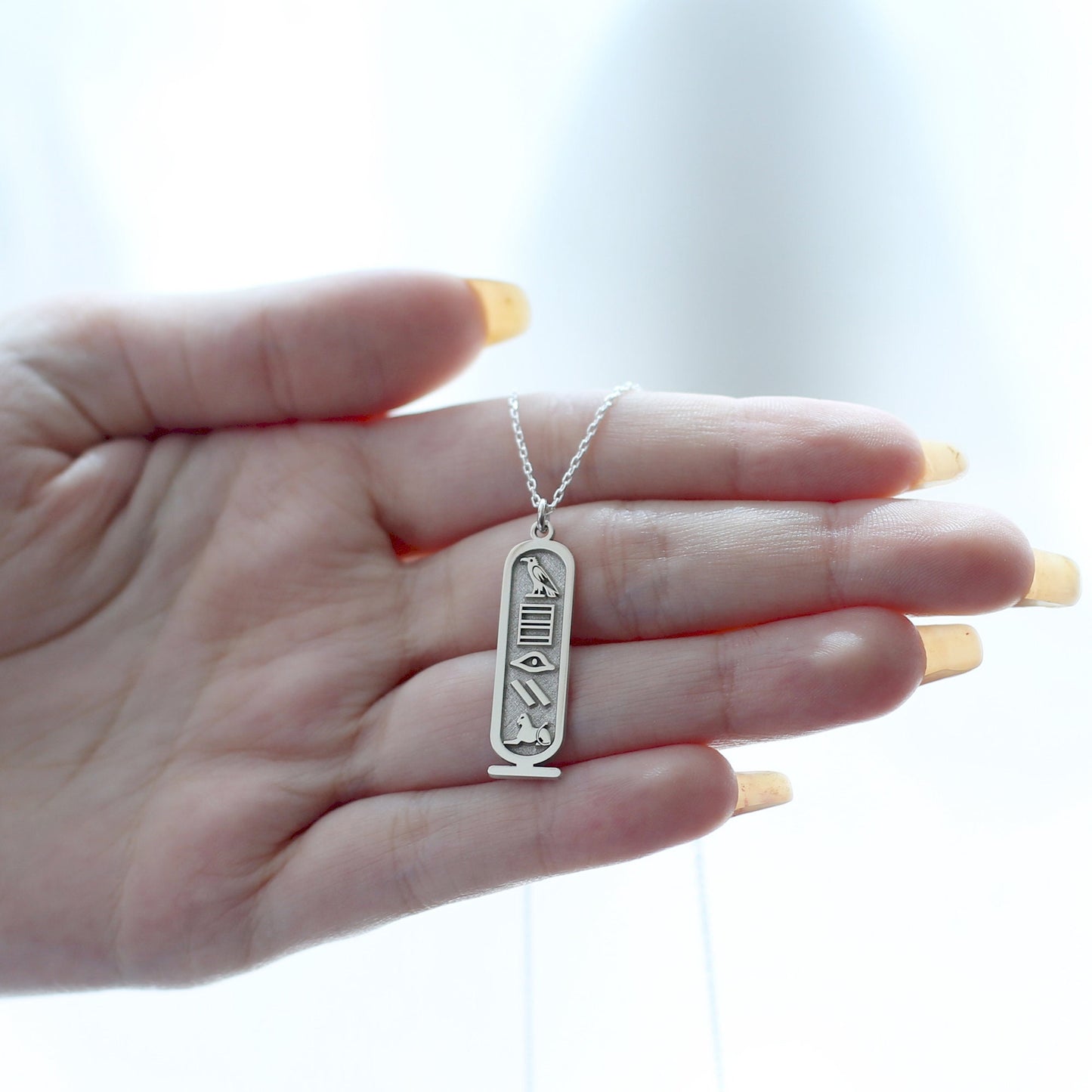 Cartouche Egyptian Hieroglyphic Name Necklace 925 Sterling Silver, Personalised Necklace, Custom Name Jewellery, Personalised Gift