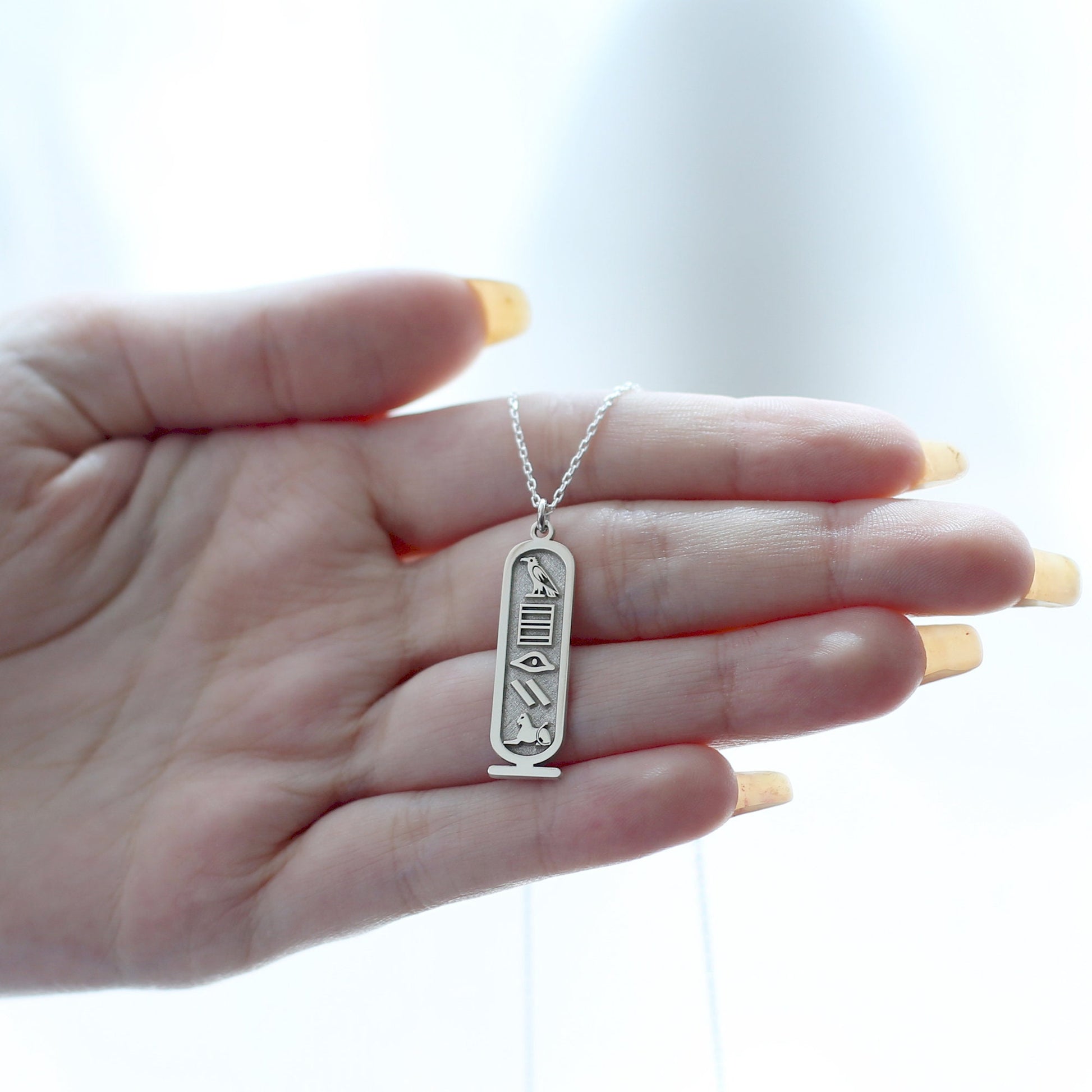 Cartouche Egyptian Hieroglyphic Name Necklace 925 Sterling Silver, Personalised Necklace, Custom Name Jewellery, Personalised Gift