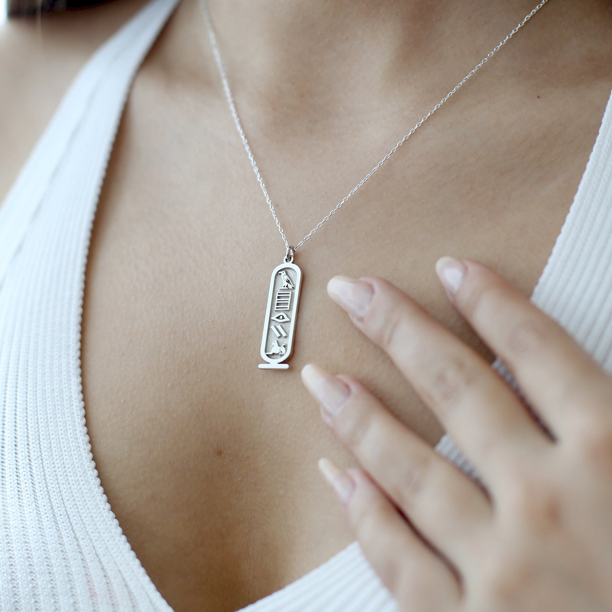 Cartouche Egyptian Hieroglyphic Name Necklace 925 Sterling Silver, Personalised Necklace, Custom Name Jewellery, Personalised Gift