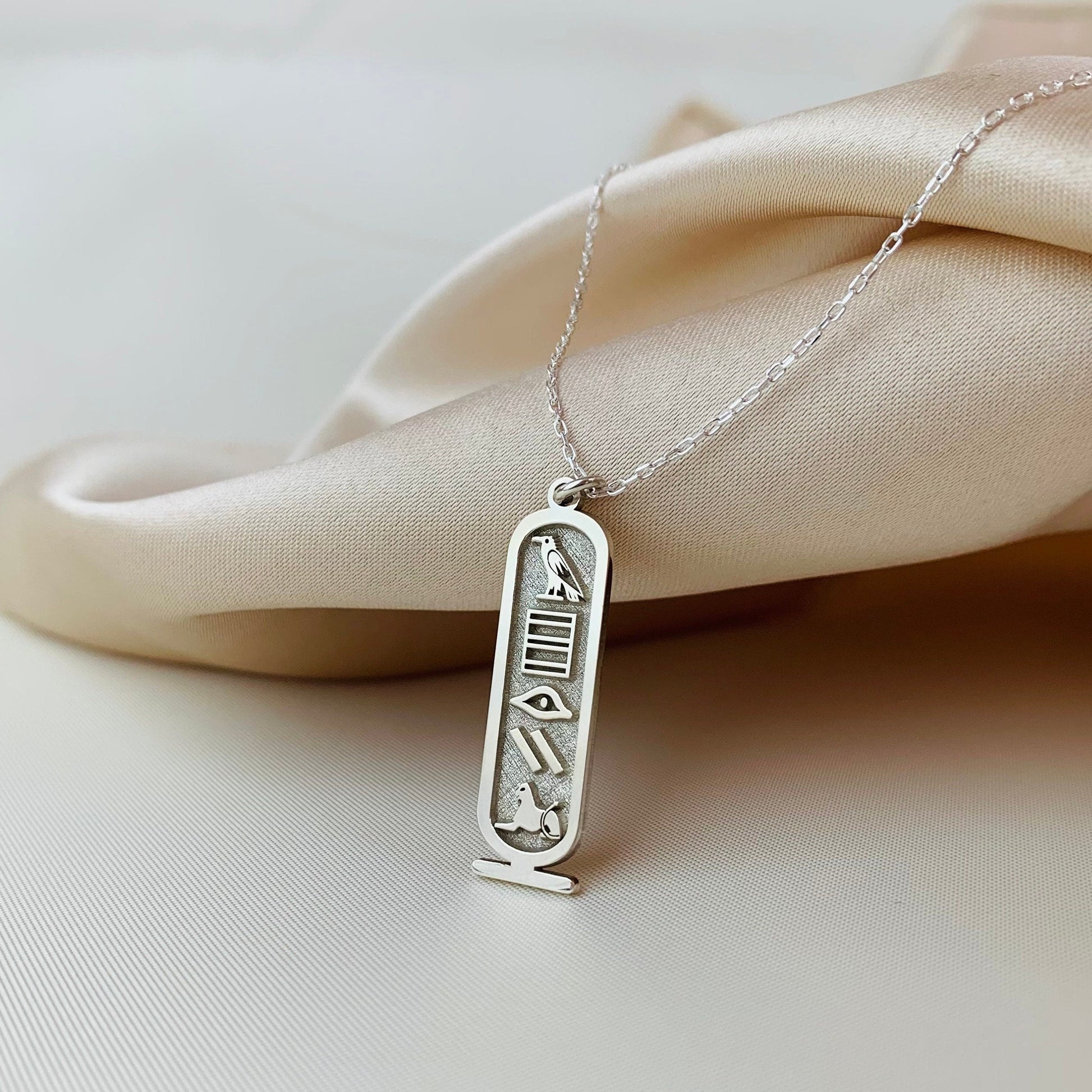 Cartouche Egyptian Hieroglyphic Name Necklace 925 Sterling Silver, Personalised Necklace, Custom Name Jewellery, Personalised Gift