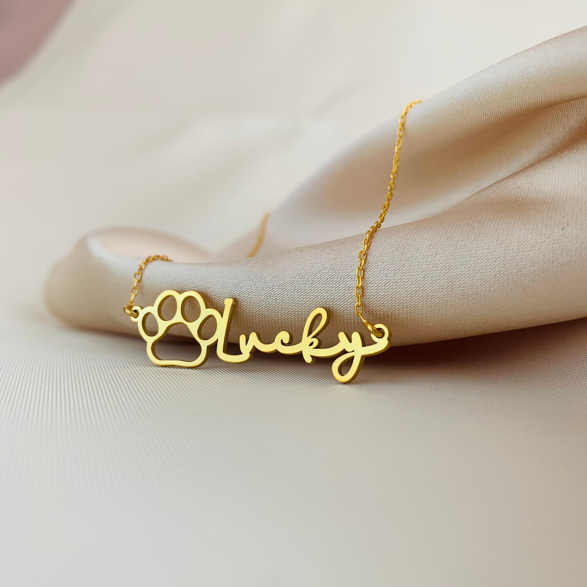 Paw Necklace with Name, Personalized Gift, Dog Necklace, Cat Name Necklace, Pet Name Necklace, Birthday Gift For Her, Pet Print, Paw necklace, Minimalist necklace, cat name necklace, necklace for women, pet necklace, pet lover, Memorial Gift