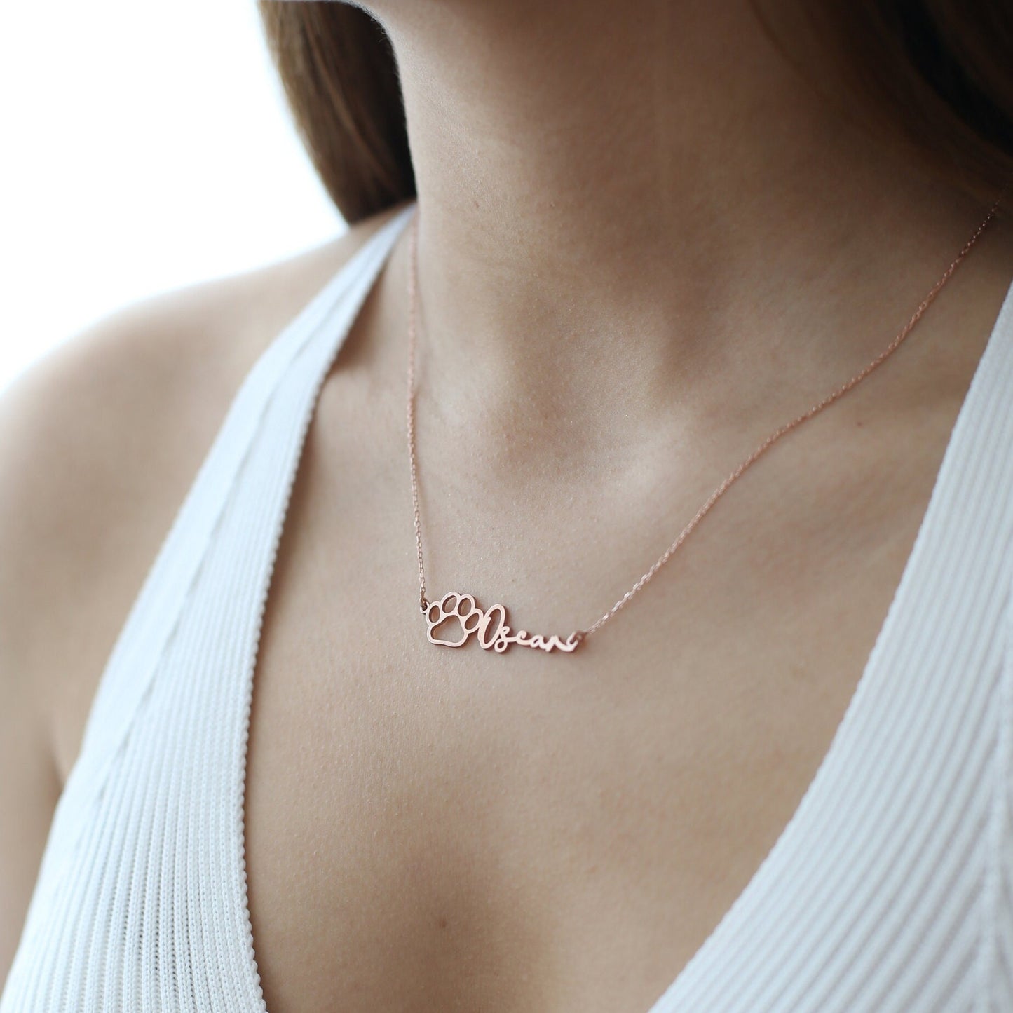 Paw Name Necklace, Custom Dog Name Necklace, Pet Name Jewelry, Personalized Dog Memorial Necklace, Dog Mom Gifts