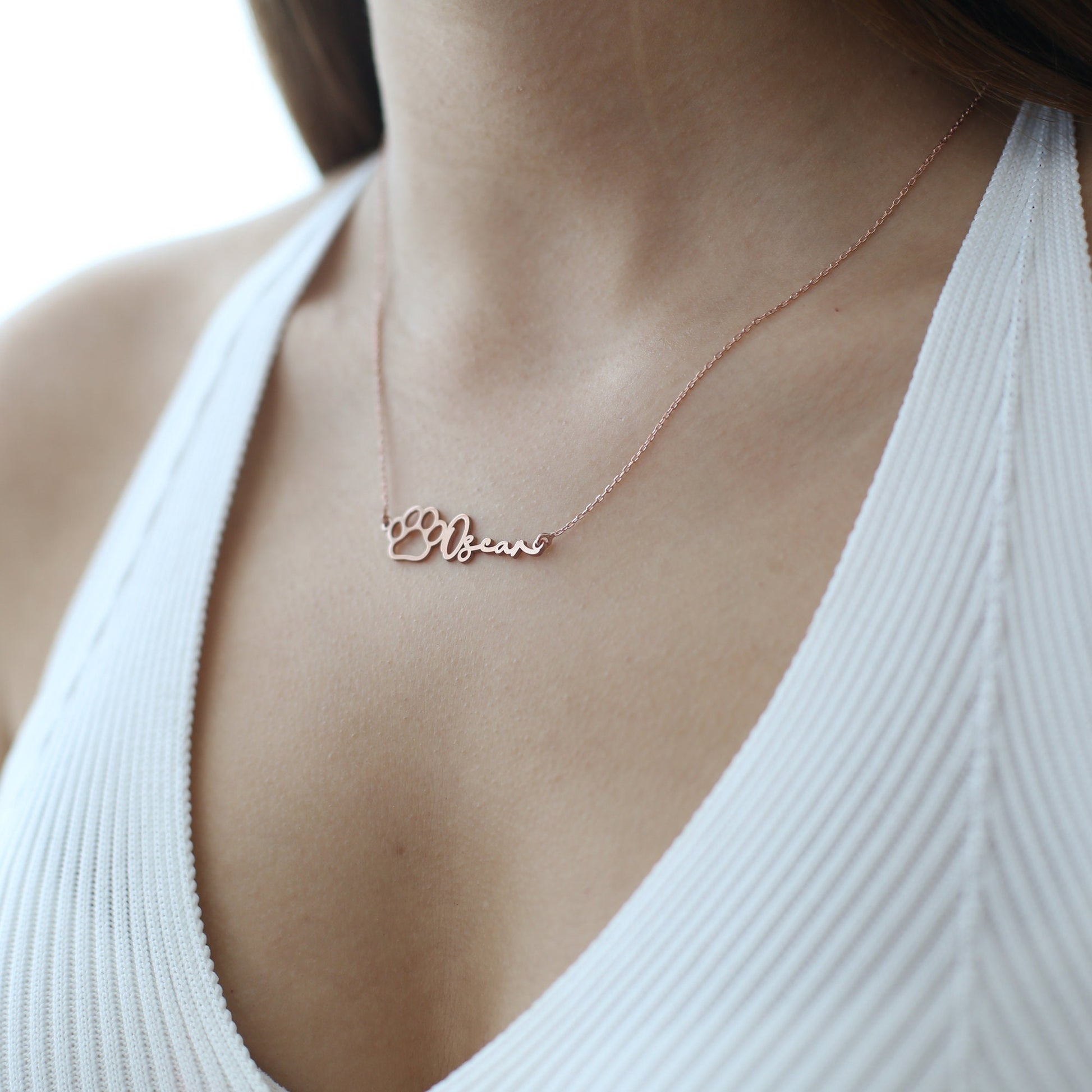 Custom Paw Necklace with Name, Paw name necklace, Animal Pet Memorial Gift, Personalized Pet Necklace for Cat and Dog Pet Memorial Gift for