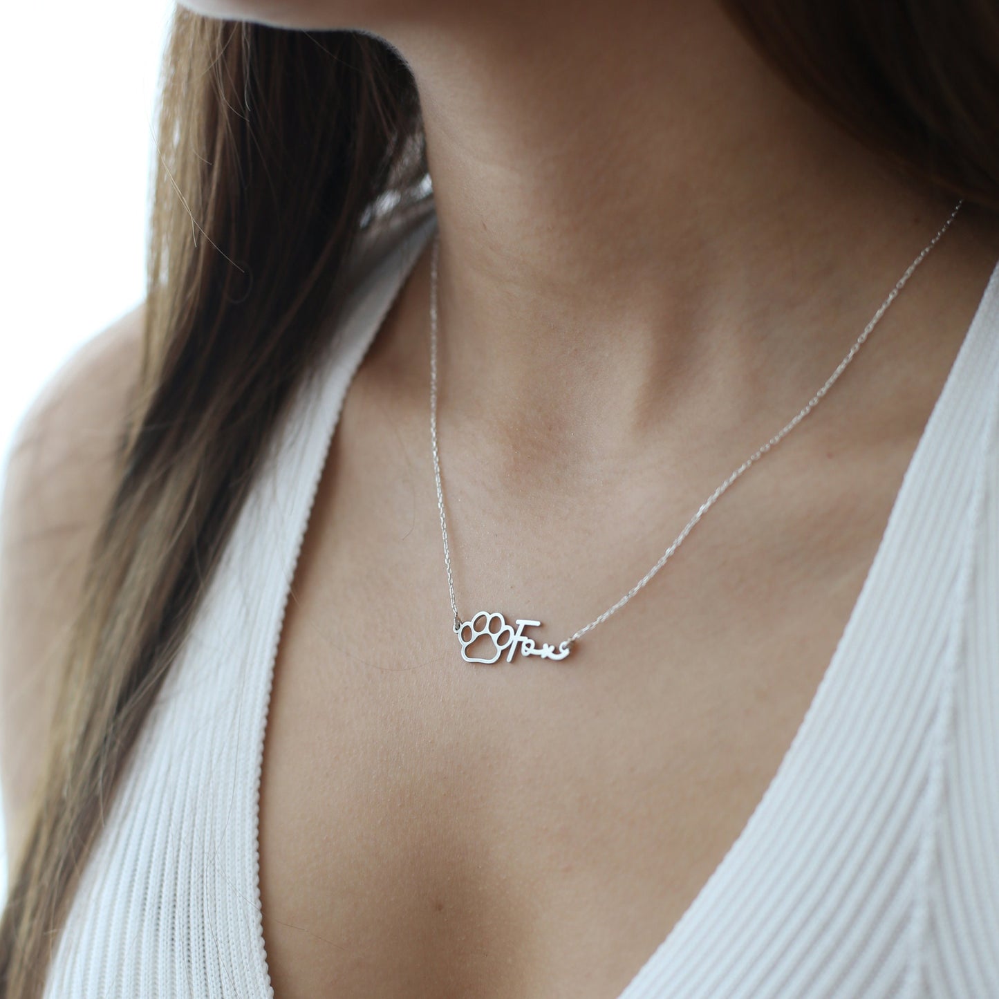 Custom Paw Necklace with Name, Paw name necklace, Animal Pet Memorial Gift, Personalized Pet Necklace for Cat and Dog Pet Memorial Gift for