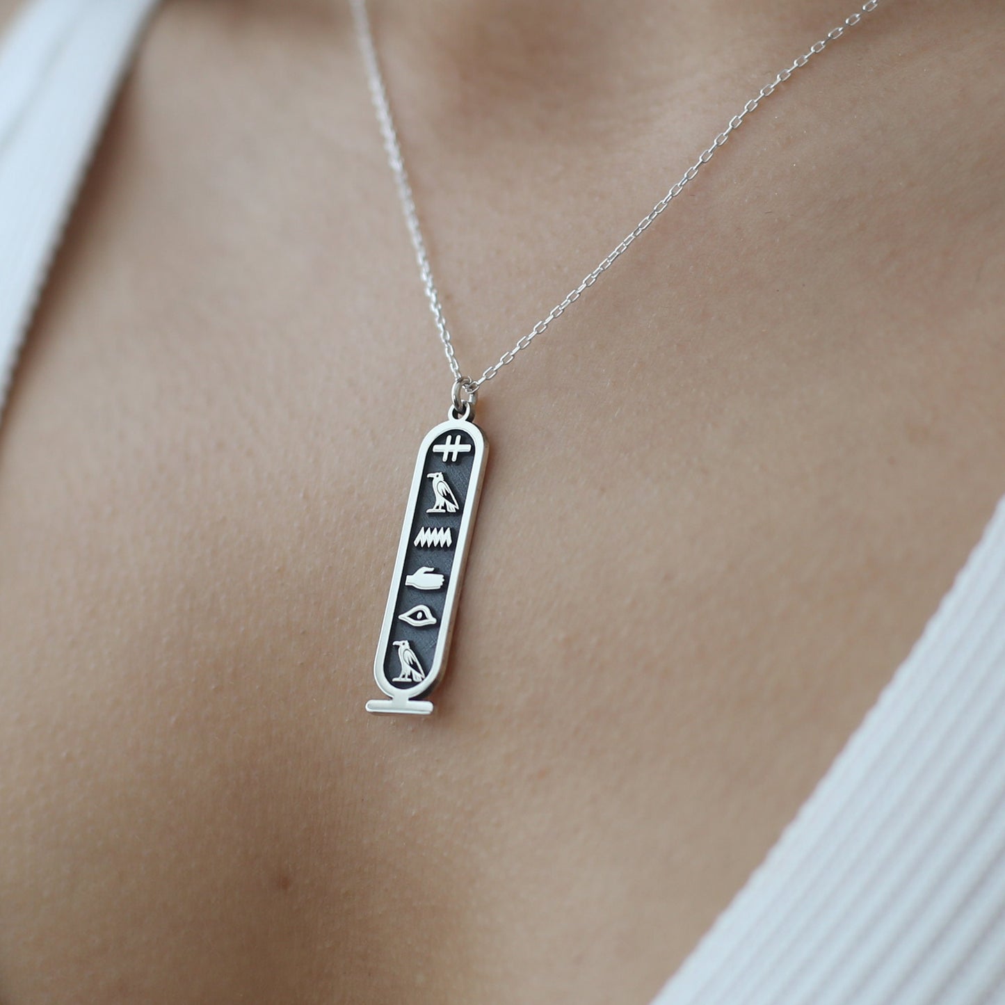 Ancient Egyptian Hieroglyphic Name Necklace, Cartouche Egyptian Hieroglyphic Name Necklace, Egyptian Alphabet Necklace