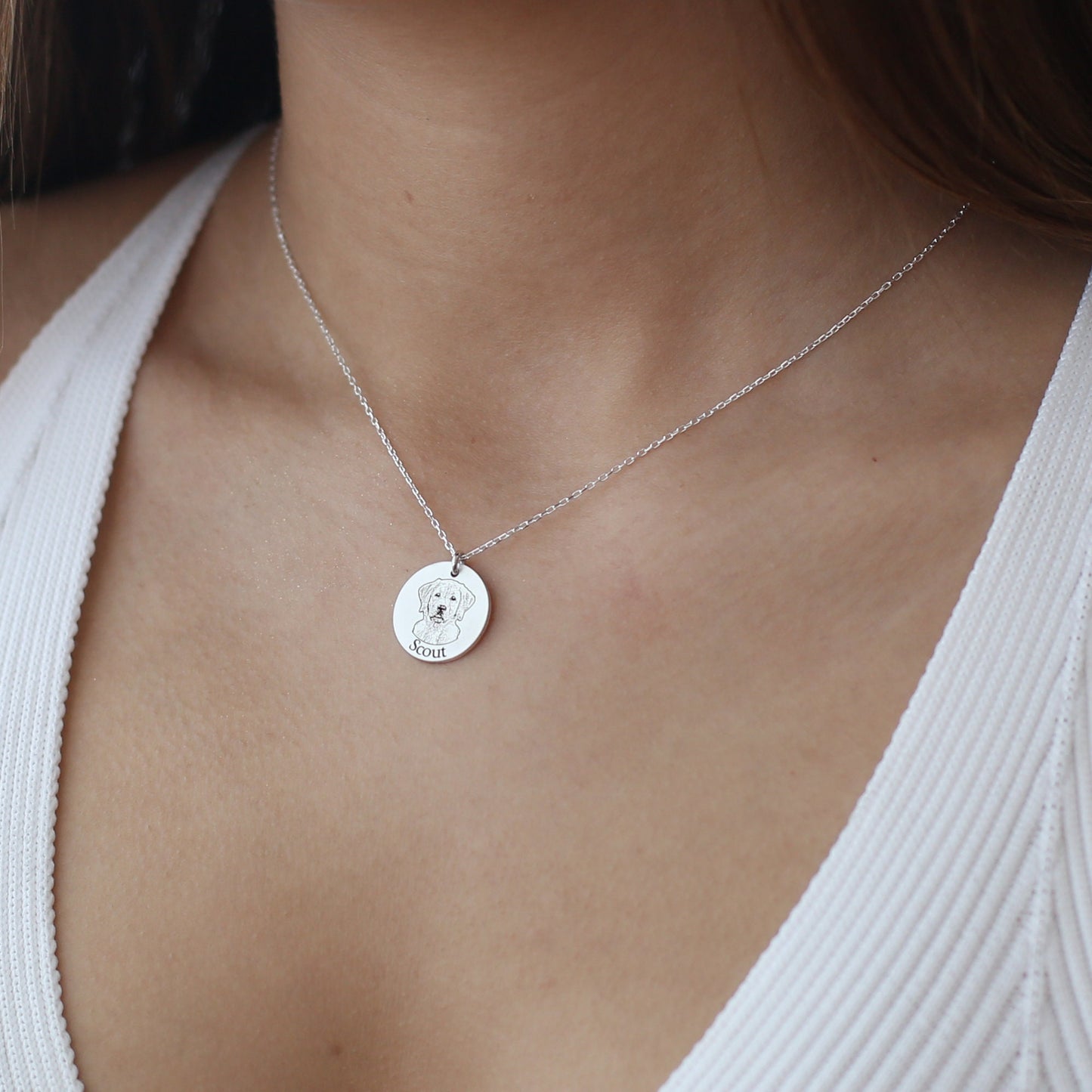 Custom Pet Portrait Necklace, Engraved Dog Cat Coin Pendant, Personalized Pet Name Jewelry, Pet Memorial Gift, Dog Mom Necklace, Loss Gift