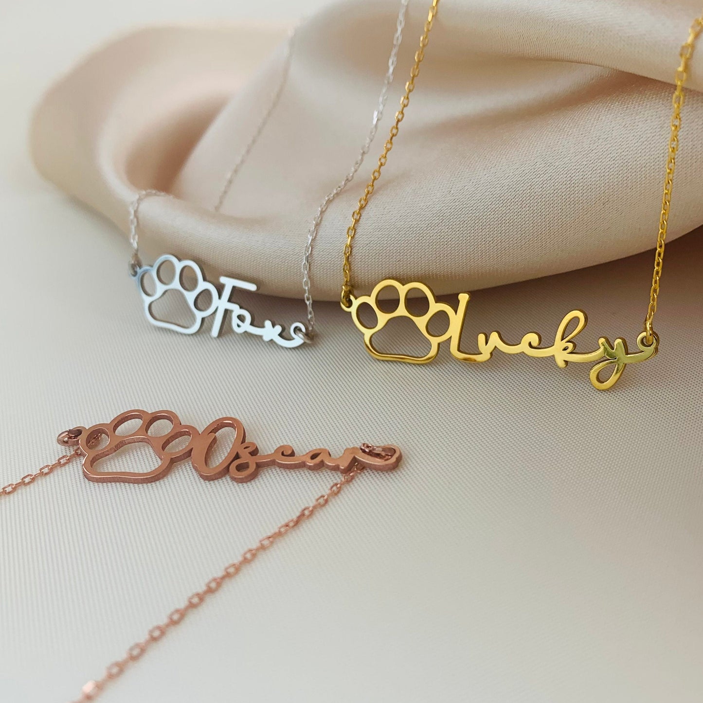 Custom Paw Necklace with Name, Paw name necklace, Animal Pet Memorial Gift, Personalized Pet Necklace Cat and Dog Pet Memorial Gift for her