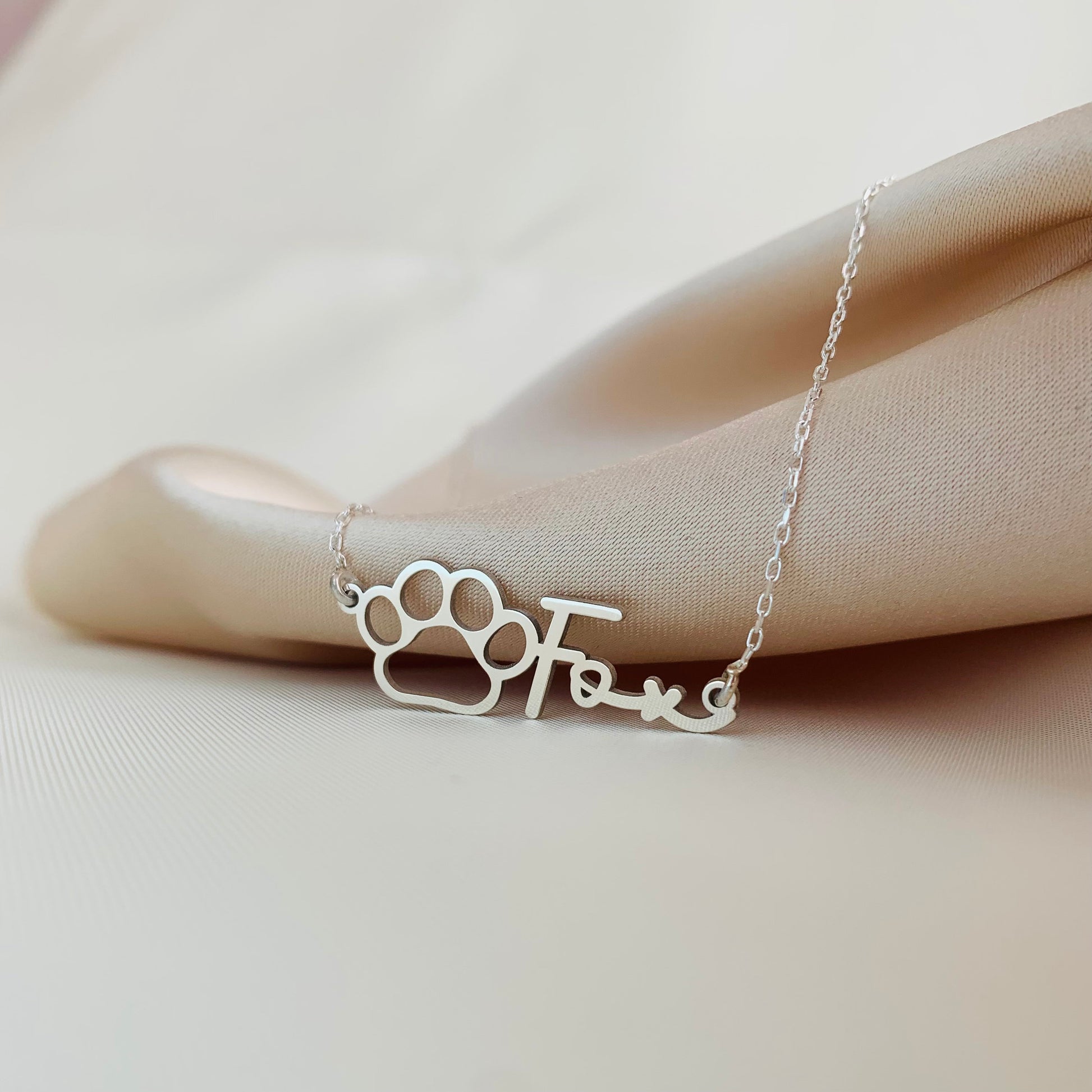 Custom Paw Necklace with Name, Paw name necklace, Animal Pet Memorial Gift, Personalized Pet Necklace for Cat and Dog Pet Memorial Gift for