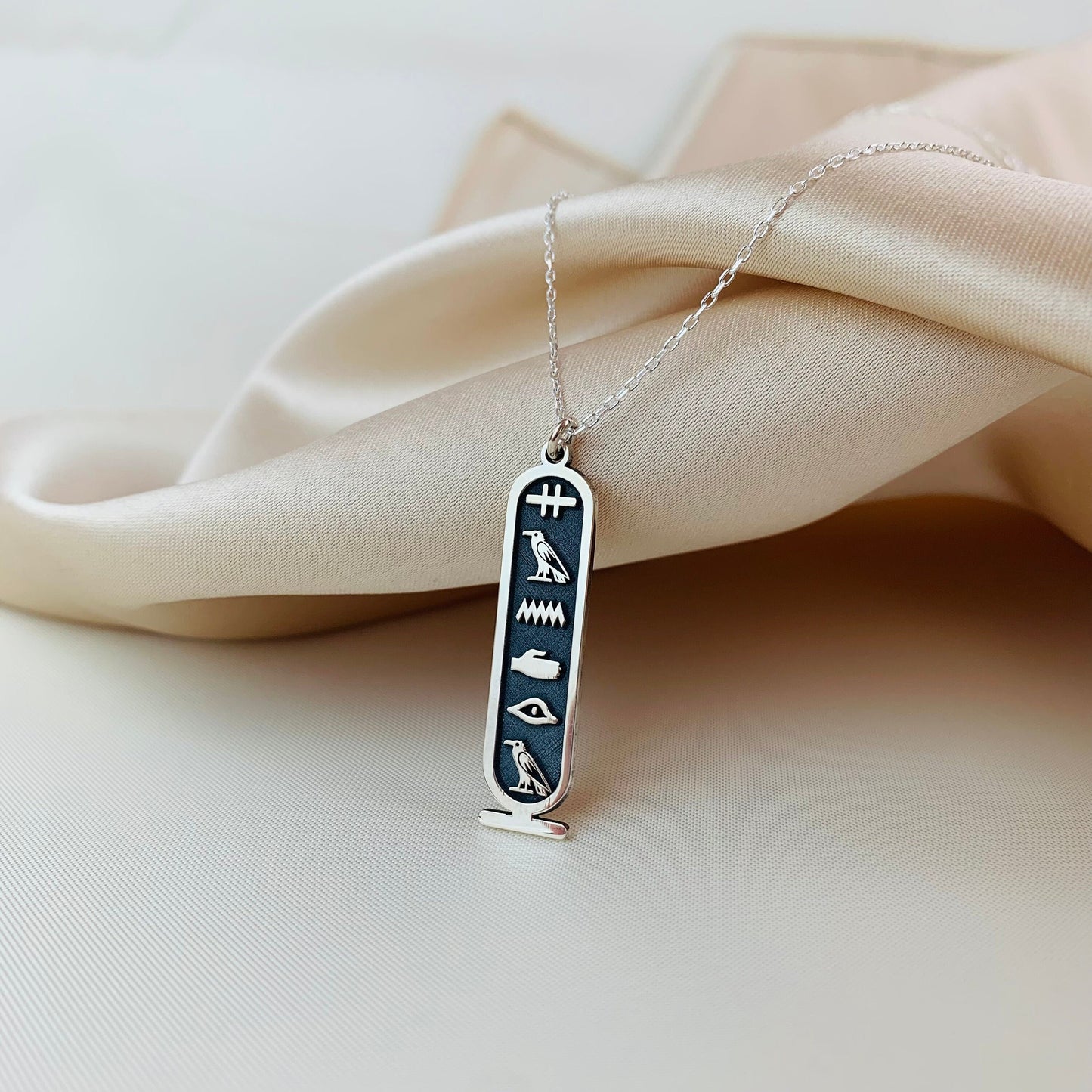 Ancient Egyptian Hieroglyphic Name Necklace, Cartouche Egyptian Hieroglyphic Name Necklace, Egyptian Alphabet Necklace
