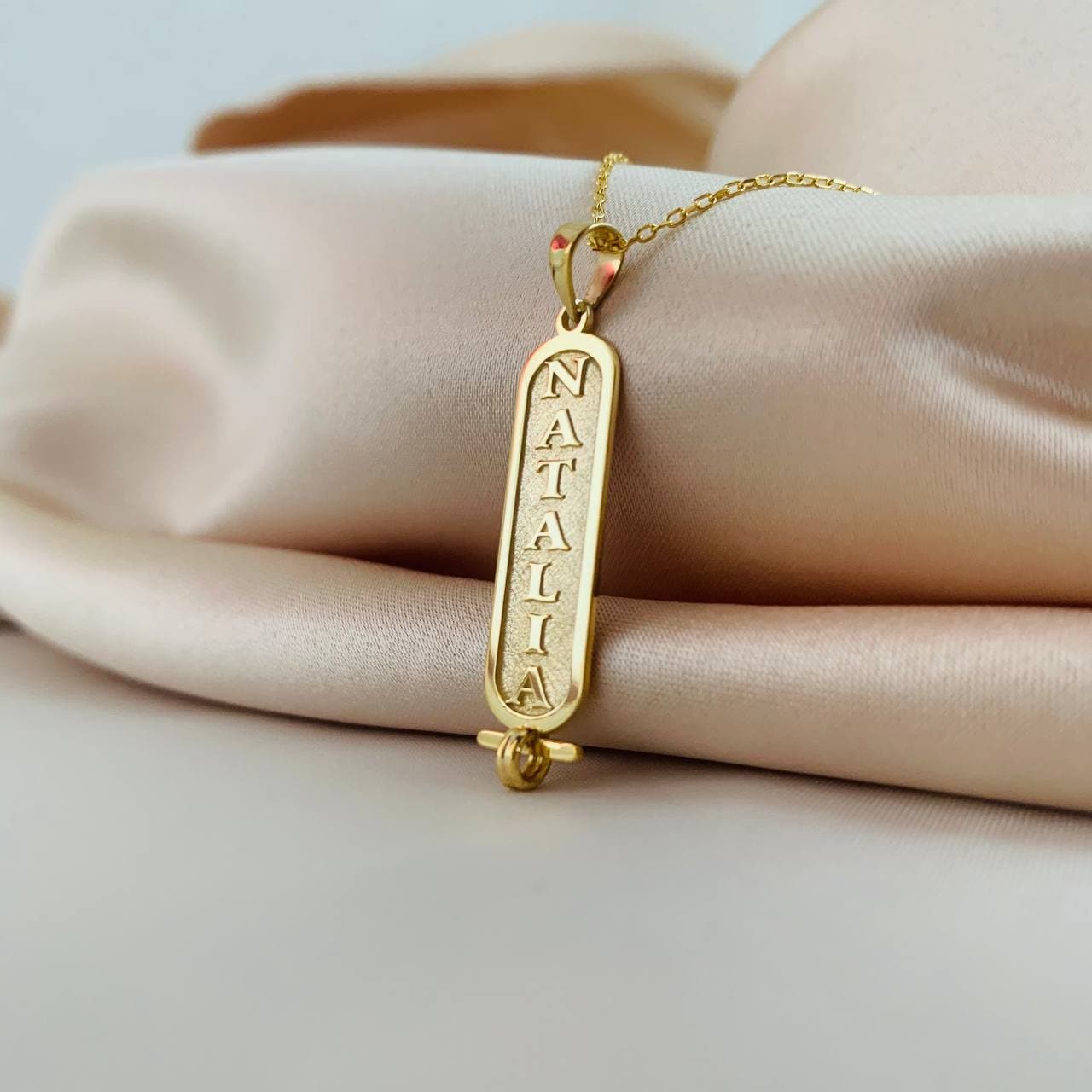 14K Gold Cartouche Necklace, 925 Sterling Silver Bar Necklace, Filled Bar Necklace, Engraved Name Necklace, Custom Cartouche Name Necklace, Nameplate gold bar, Cartouche Pendant, Mother's Day Gift, Hieroglyphics Name, Best Friend Necklace