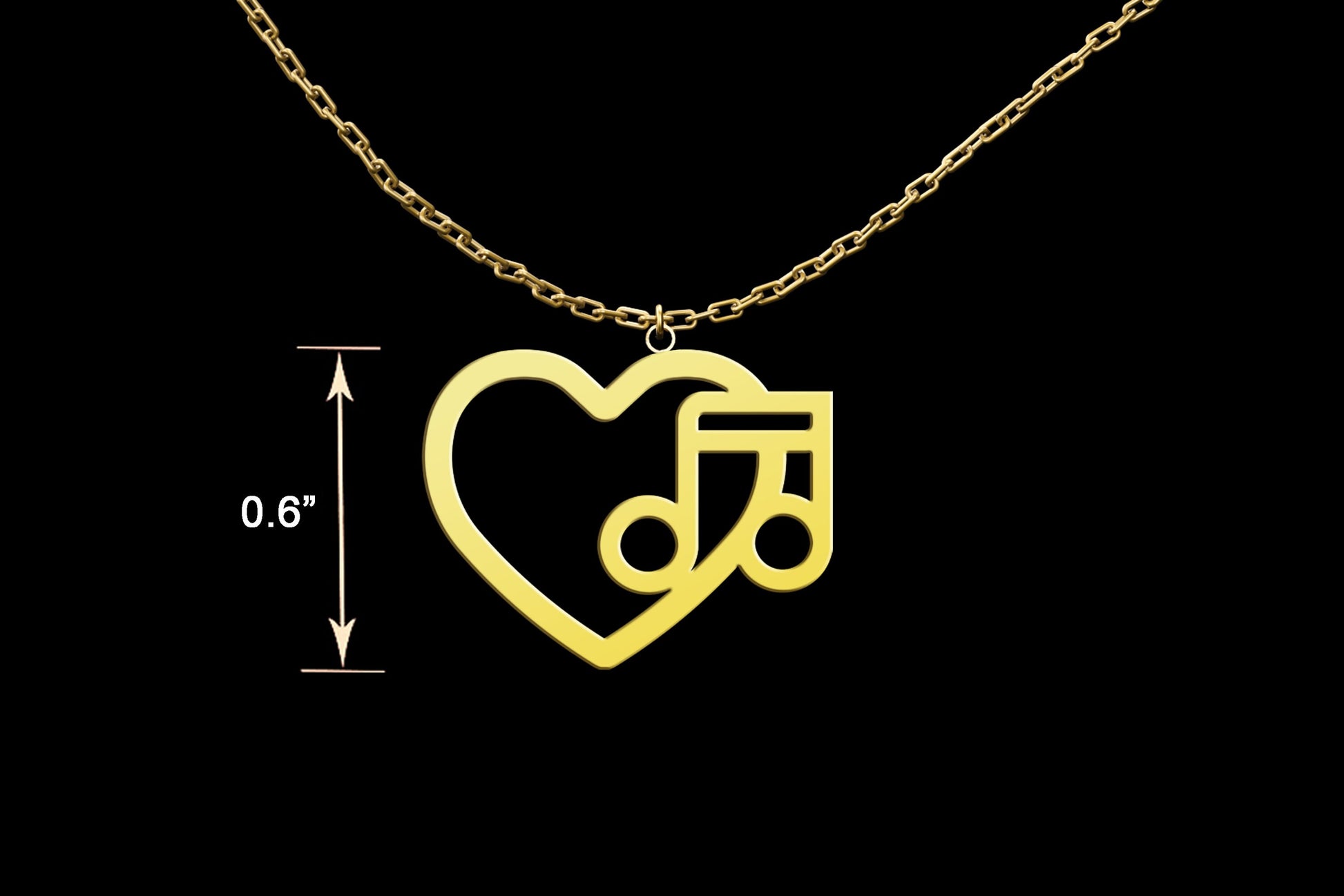 Dainty Heart with Music Note Necklace, Eighth Note Charm, Musician Gifts, Music Note Necklace, Heart Necklace, Love Heart Pendant Charm, heart gold necklace, girlfriend gift, best friend gift, minimal love pendant, Musician Gift, Musician necklace
