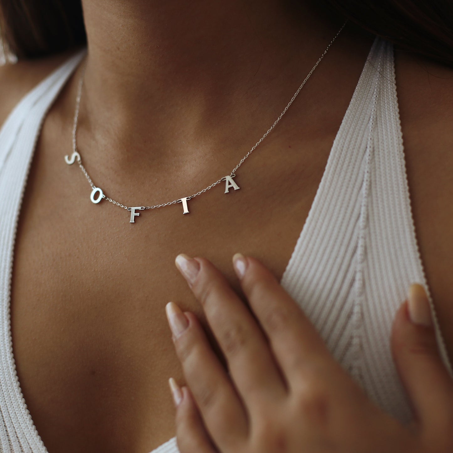 Spaced Letter Necklace, Handmade Custom Letter Necklace, Dainty Name Necklace, Personalized Initial Name Jewelry, Personalized Name Jewelry