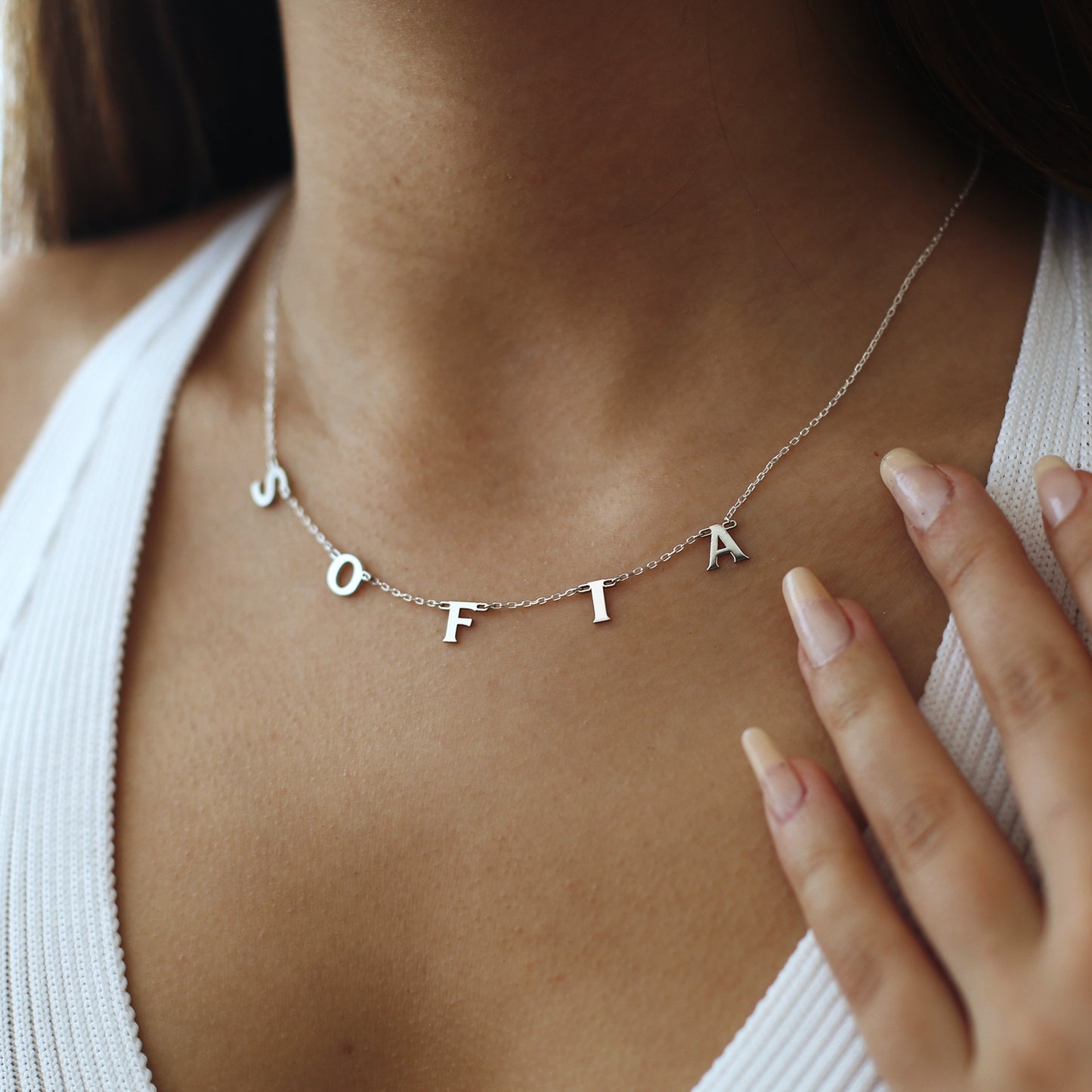 Spaced Letter Necklace, Handmade Custom Letter Necklace, Dainty Name Necklace, Personalized Initial Name Jewelry, Personalized Name Jewelry