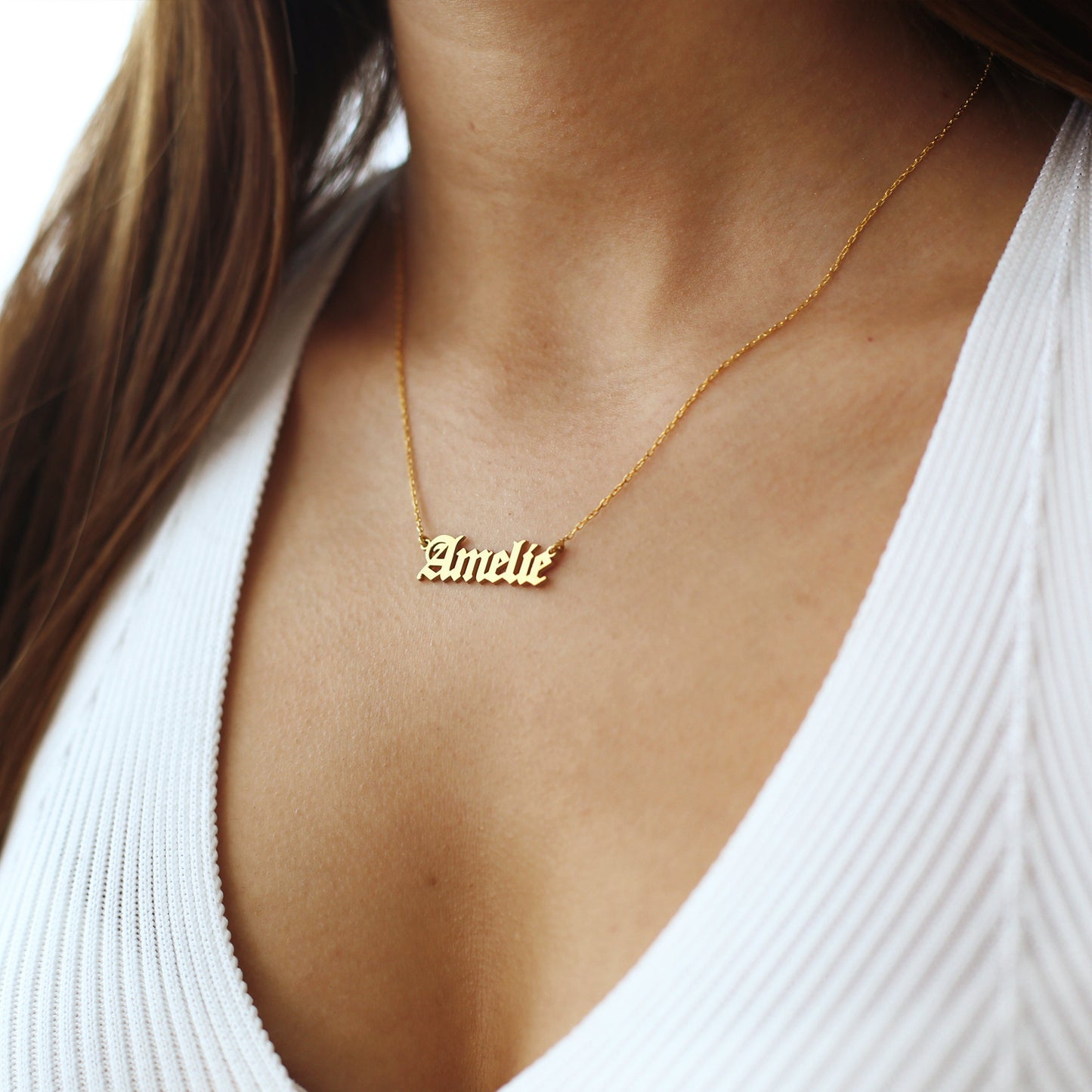 Custom Name Necklace, Personalized Nameplate Name Necklace, 14K Gold Dainty Name Necklace, Custom Cartouche Name Necklace, Valentines Day