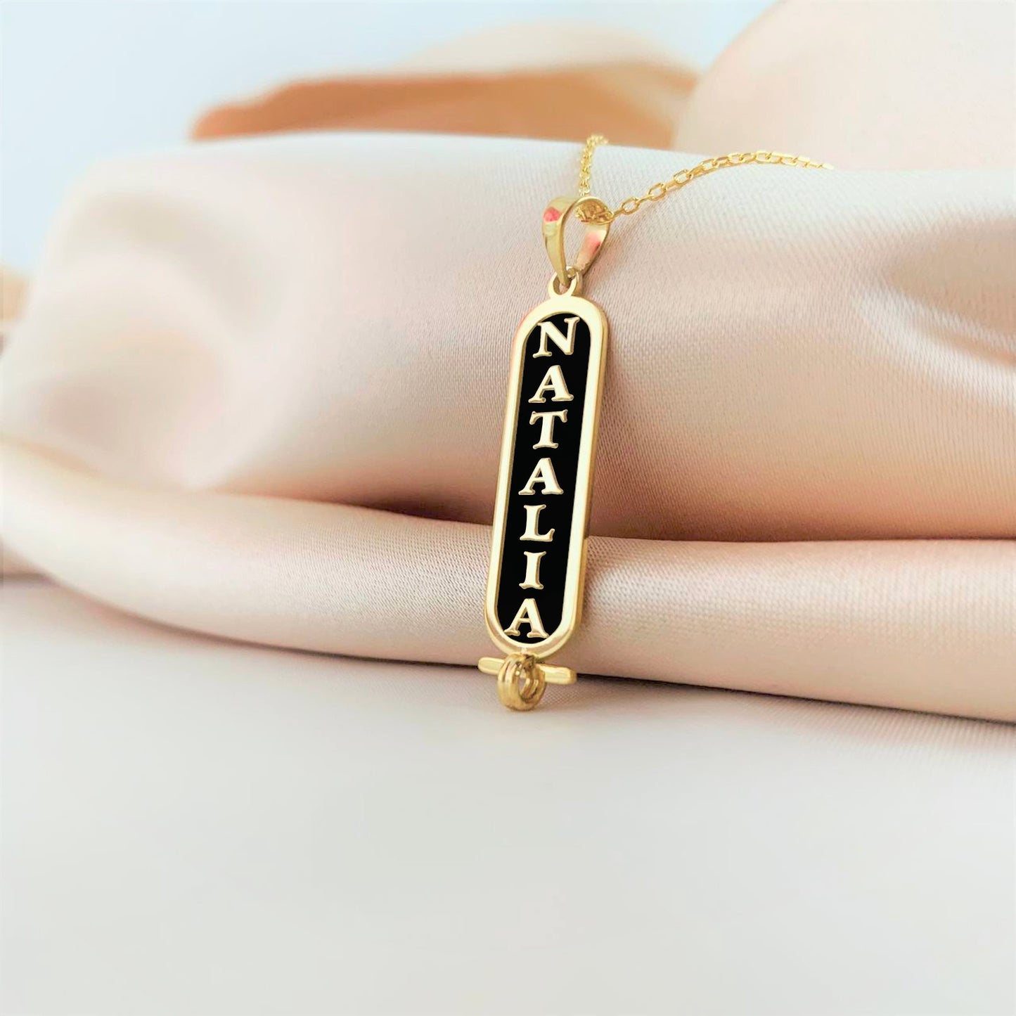 Bar Name Necklace, Engraved Necklace, Filled Bar Necklace, Vertical Bar Necklace, Custom Bar Nameplate Necklace, Long Necklace, Mom Necklace