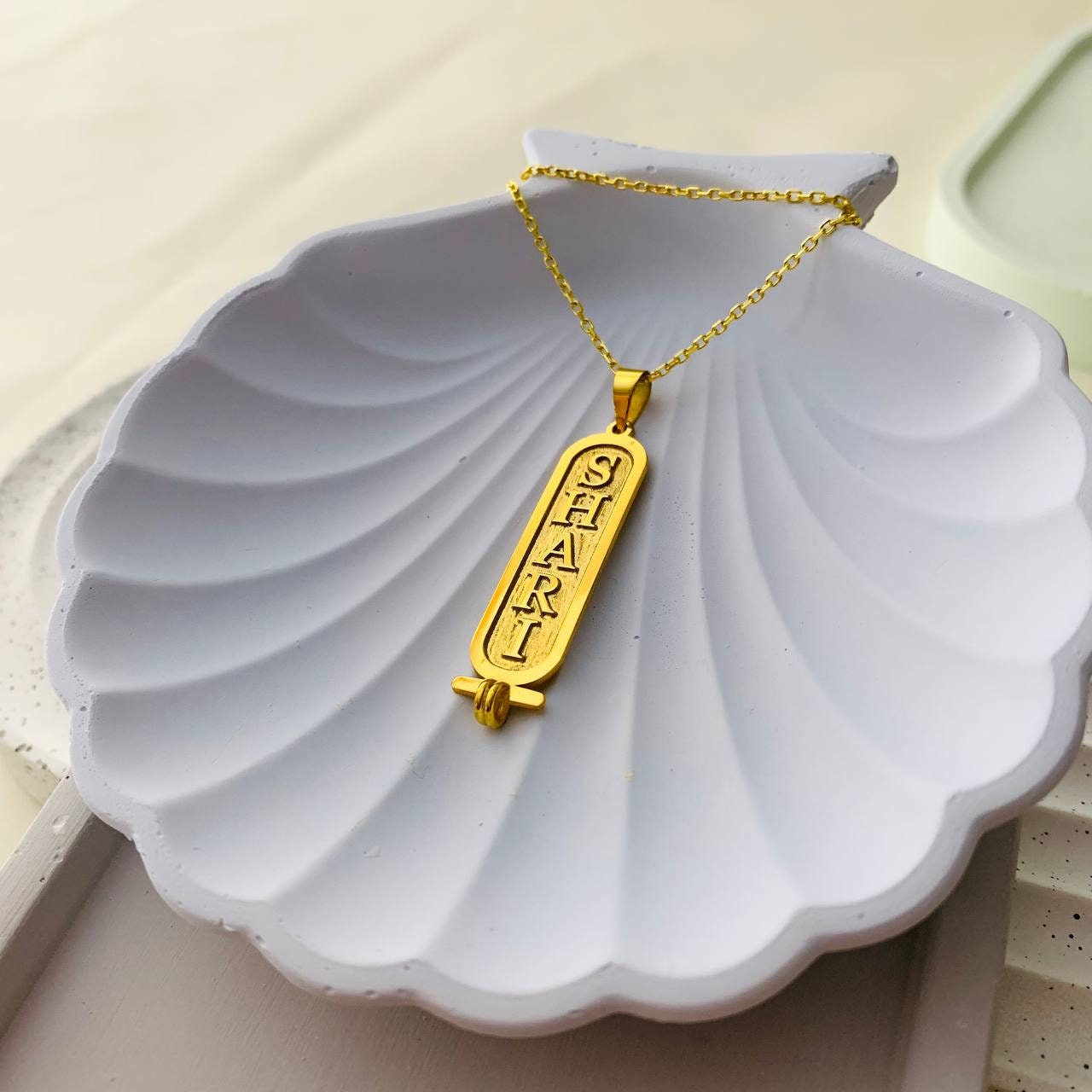 14K Gold Cartouche Name Necklace, Custom Cartouche Name Necklace, Gold Bar Necklace, Engraved Name Necklace, Filled Bar Name Necklace