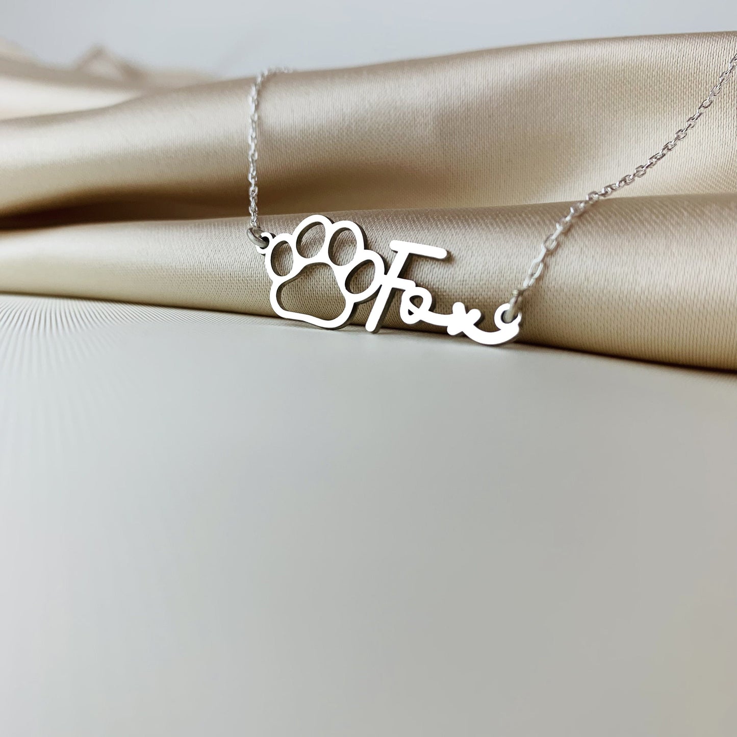 Paw Name Necklace - Pet memorial gift - Dog Name Necklace - Cat Name Necklace - Pet Name Necklace - Personalized Gift, Birthday Gift For Her