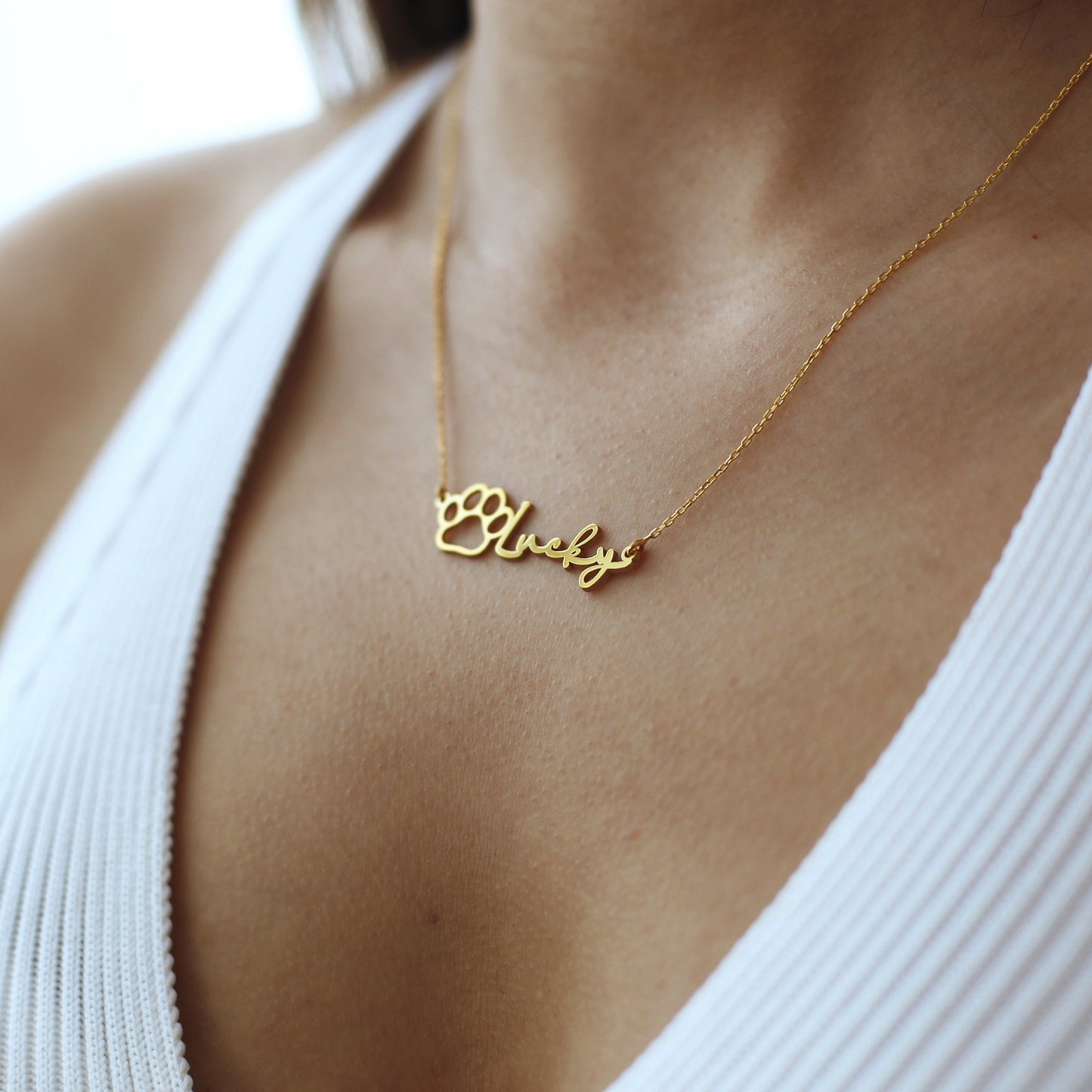 Paw Name Necklace - Pet memorial gift - Dog Name Necklace - Cat Name Necklace - Pet Name Necklace - Personalized Gift, Birthday Gift For Her