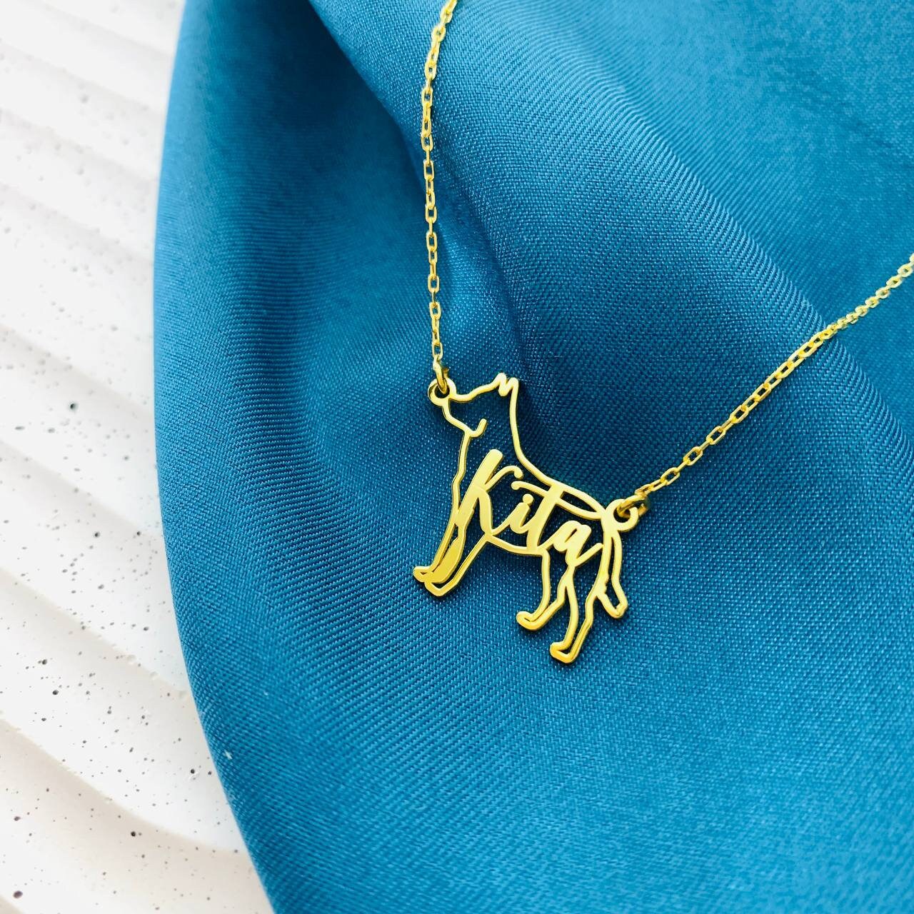 Custom Dog Necklace with Name - Dog Silhouette Necklace - Dog Breed Necklace - Personalized Pet Necklace - Gift - Animal Pet Memorial Gift