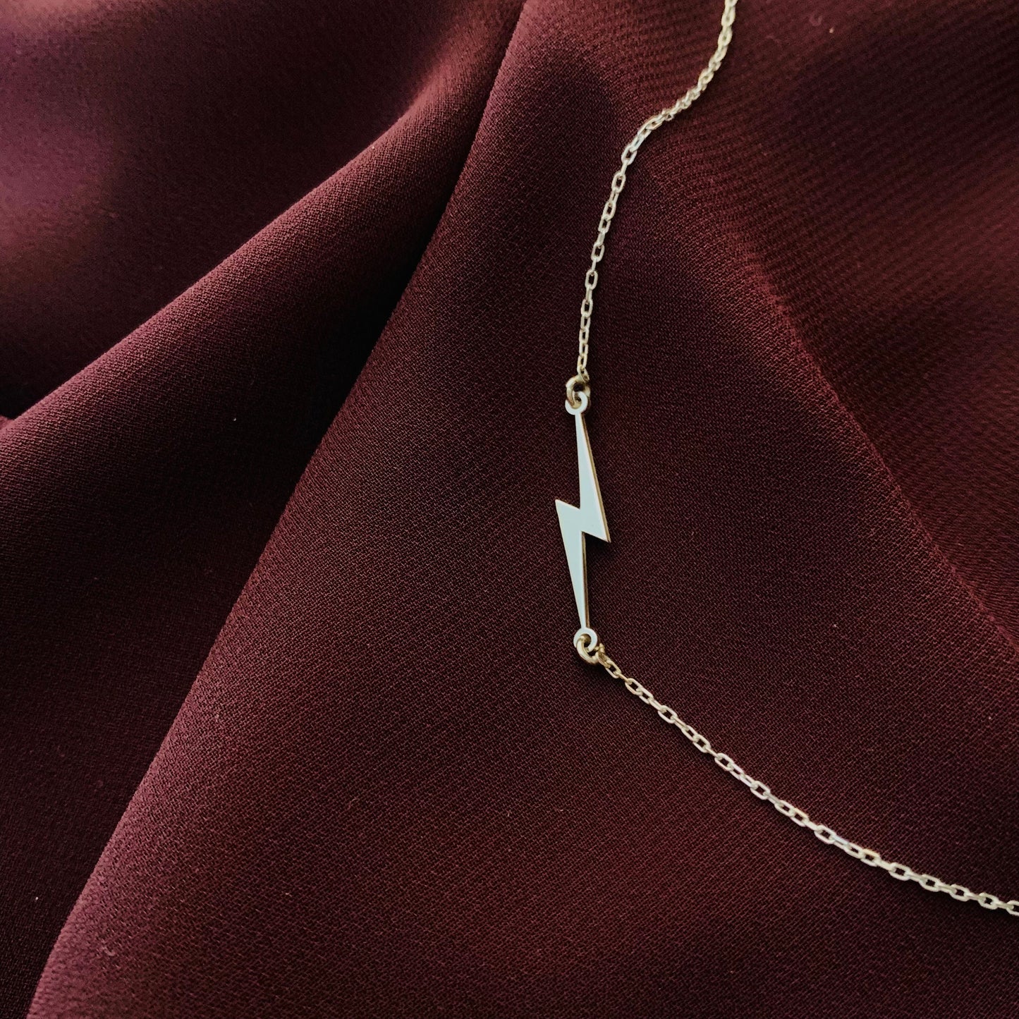 Lightning bolt necklace, Lightning necklace, Lightning bolt necklace silver, Sideways silver lightning bolt necklace, Thunderbolt Necklace