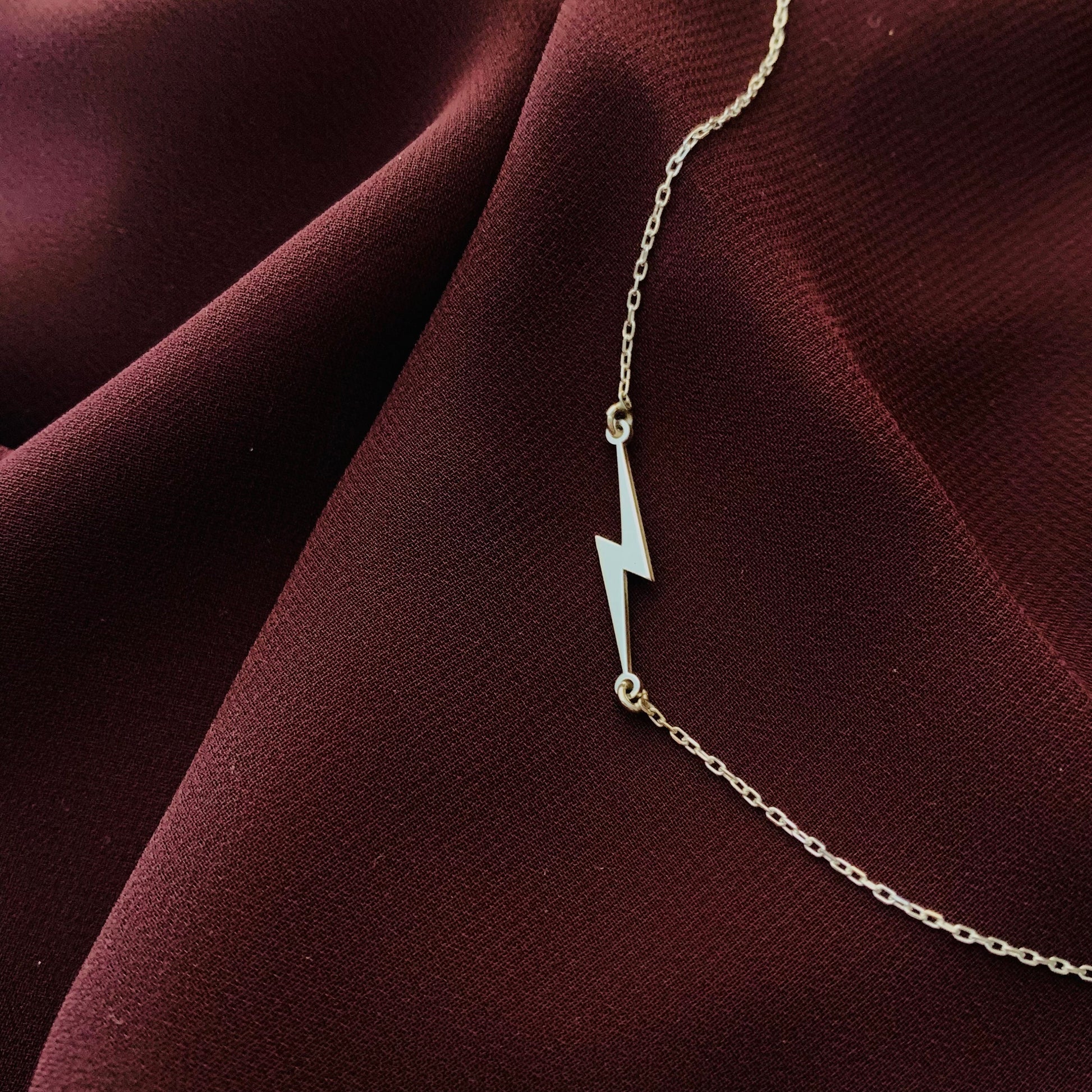 Lightning bolt necklace, Lightning necklace, Lightning bolt necklace silver, Sideways silver lightning bolt necklace, Thunderbolt Necklace