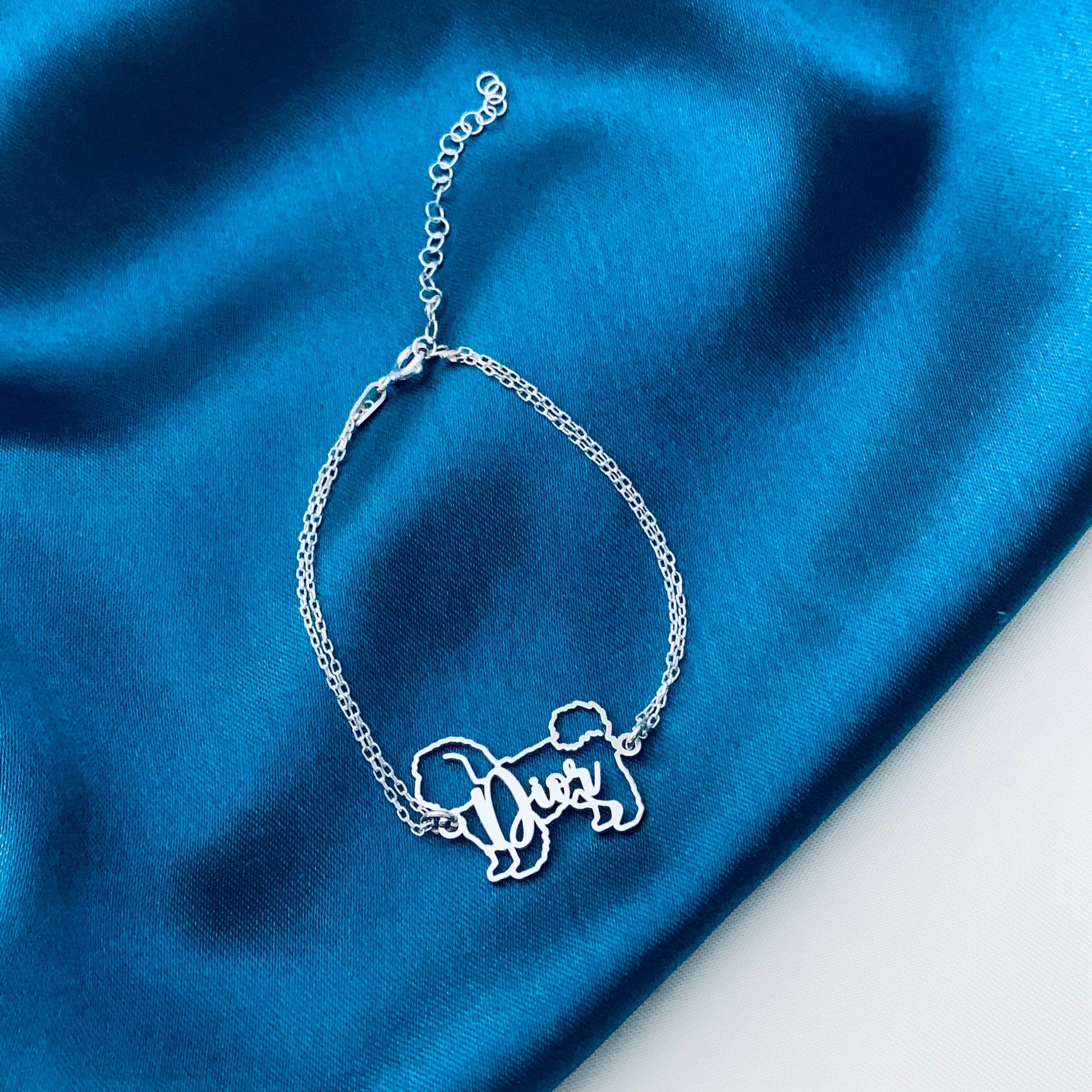 Dog bracelet, dog bracelets for women, dog bracelet with name, Pet bracelet, Dog memorial gift, 925 sterling silver custom dog bracelet
