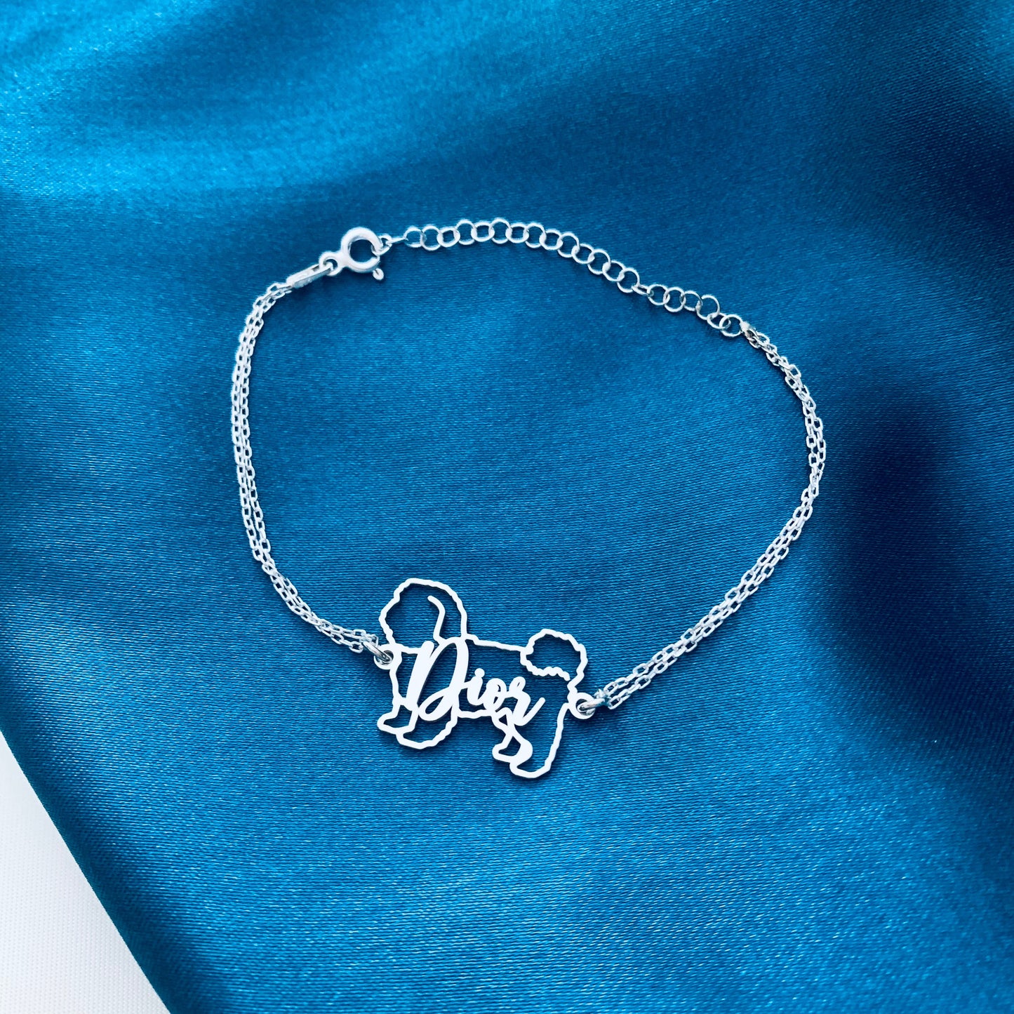 Dog bracelet, dog bracelets for women, dog bracelet with name, Pet bracelet, Dog memorial gift, 925 sterling silver custom dog bracelet
