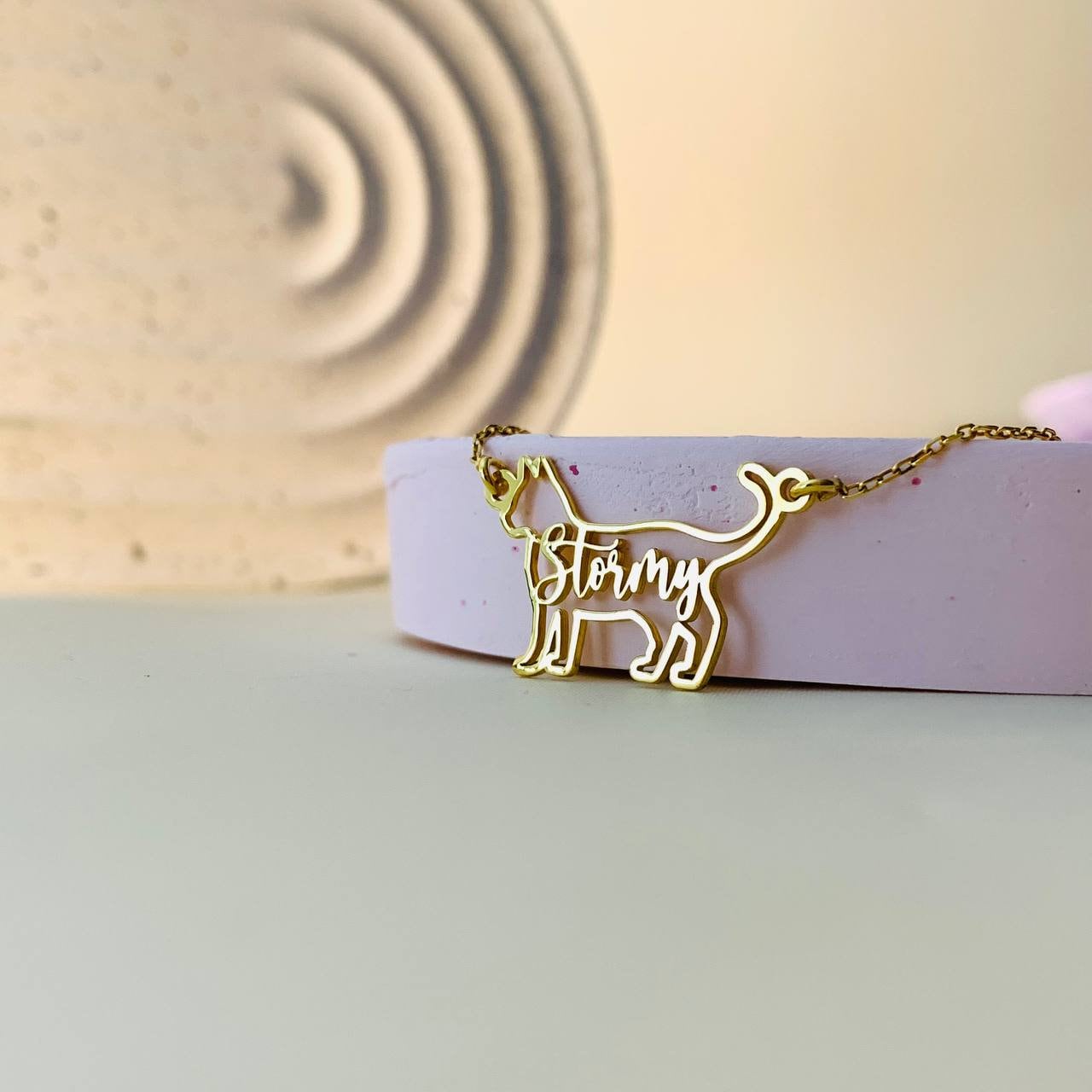 Cat Necklace, Custom Cat Name Necklace, Cat Pendant Necklace, Engraved Cat Pendant, Engraved Pet Charm Necklace, Animal Pet Memorial Gift