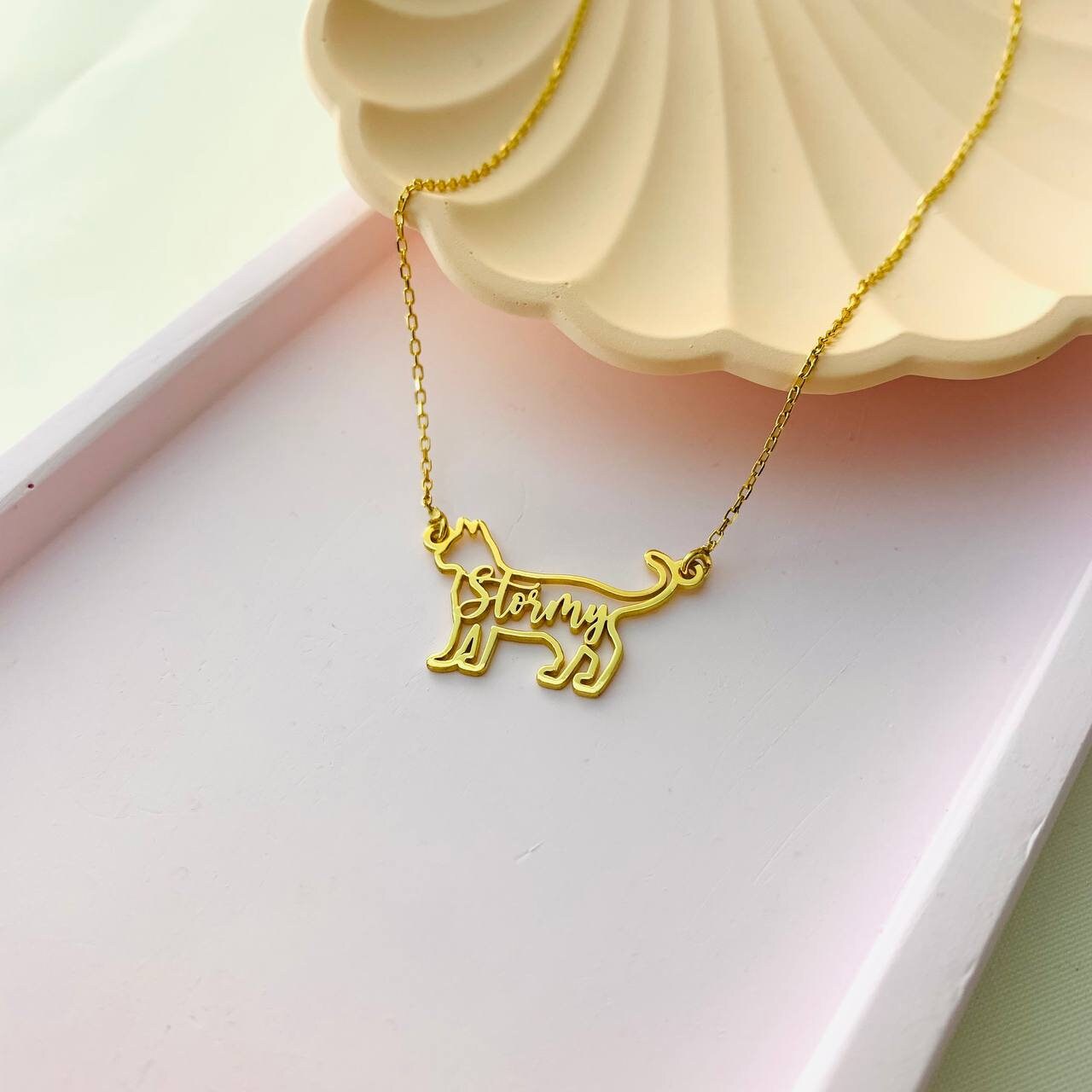 Cat Necklace, Custom Cat Name Necklace, Cat Pendant Necklace, Engraved Cat Pendant, Engraved Pet Charm Necklace, Animal Pet Memorial Gift