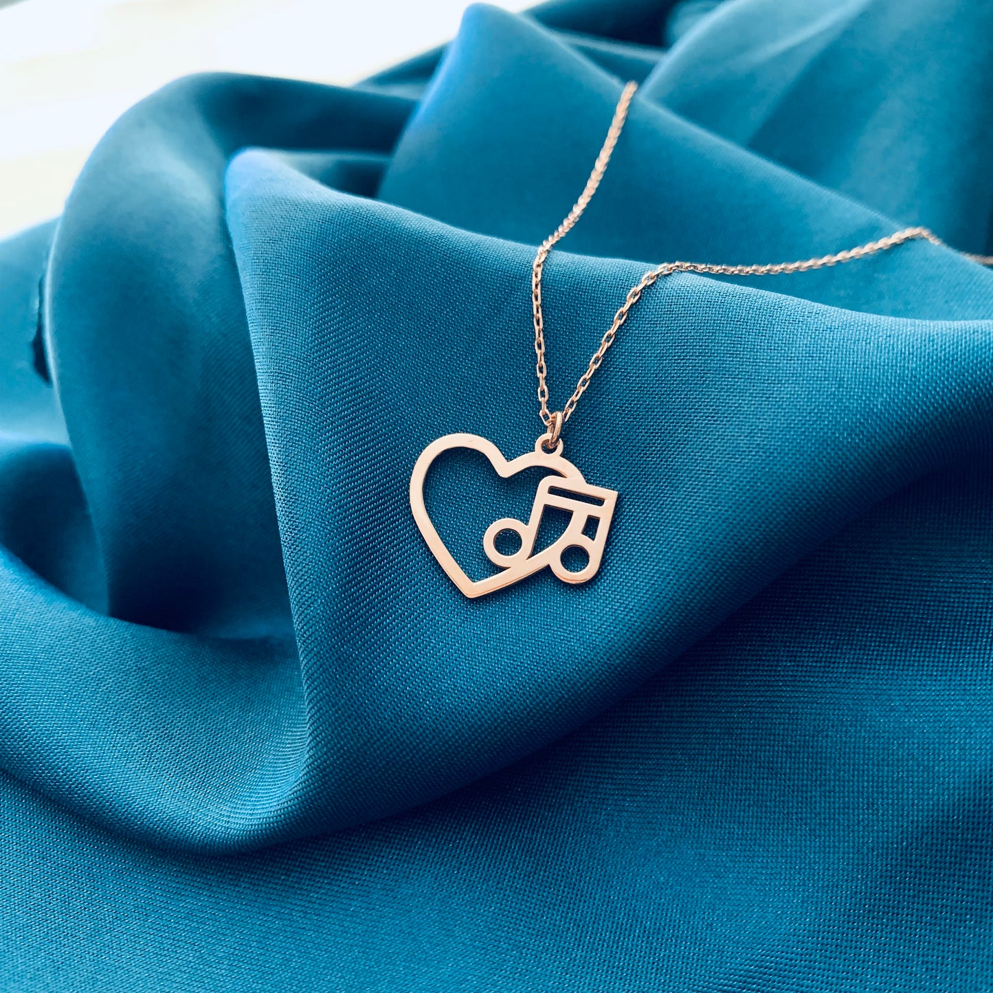Music Note Necklace, Dainty Heart with Music Note Necklace, Eighth Note Charm, Musician Gifts, Heart Necklace, gift for musician