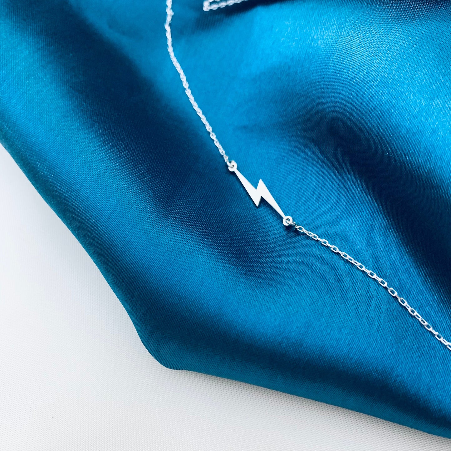 Lightning bolt necklace, Lightning necklace, Lightning bolt necklace silver, Sideways silver lightning bolt necklace, Thunderbolt Necklace