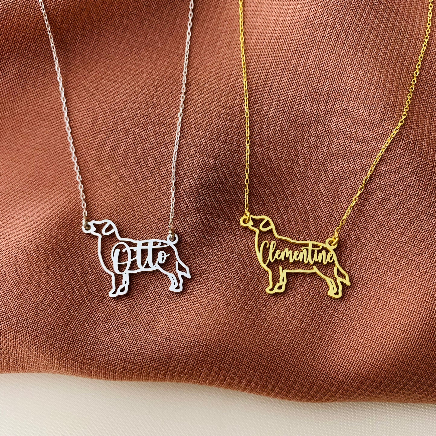 Golden Retriever Dog Silhouette Necklace with Name,Animal Pet Personalized Memorial Gift,Golden Retriever Dog Custom Necklace,Christmas Gift