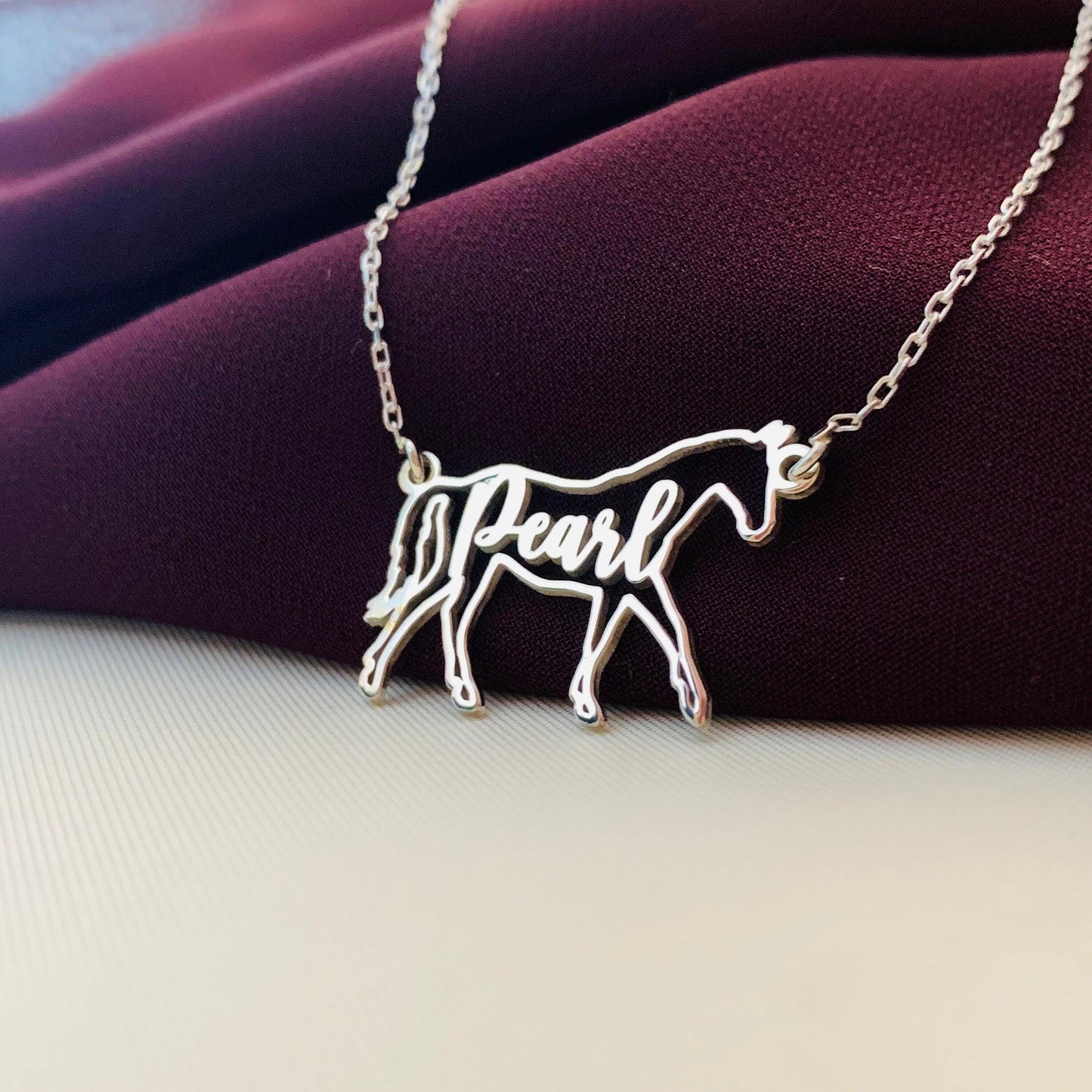 Horse Necklace, Horse Necklace for Woman, Personalized Horse Name Necklace, Custom Horse Necklace, Horse Memorial Gift, Horse Riding Gift