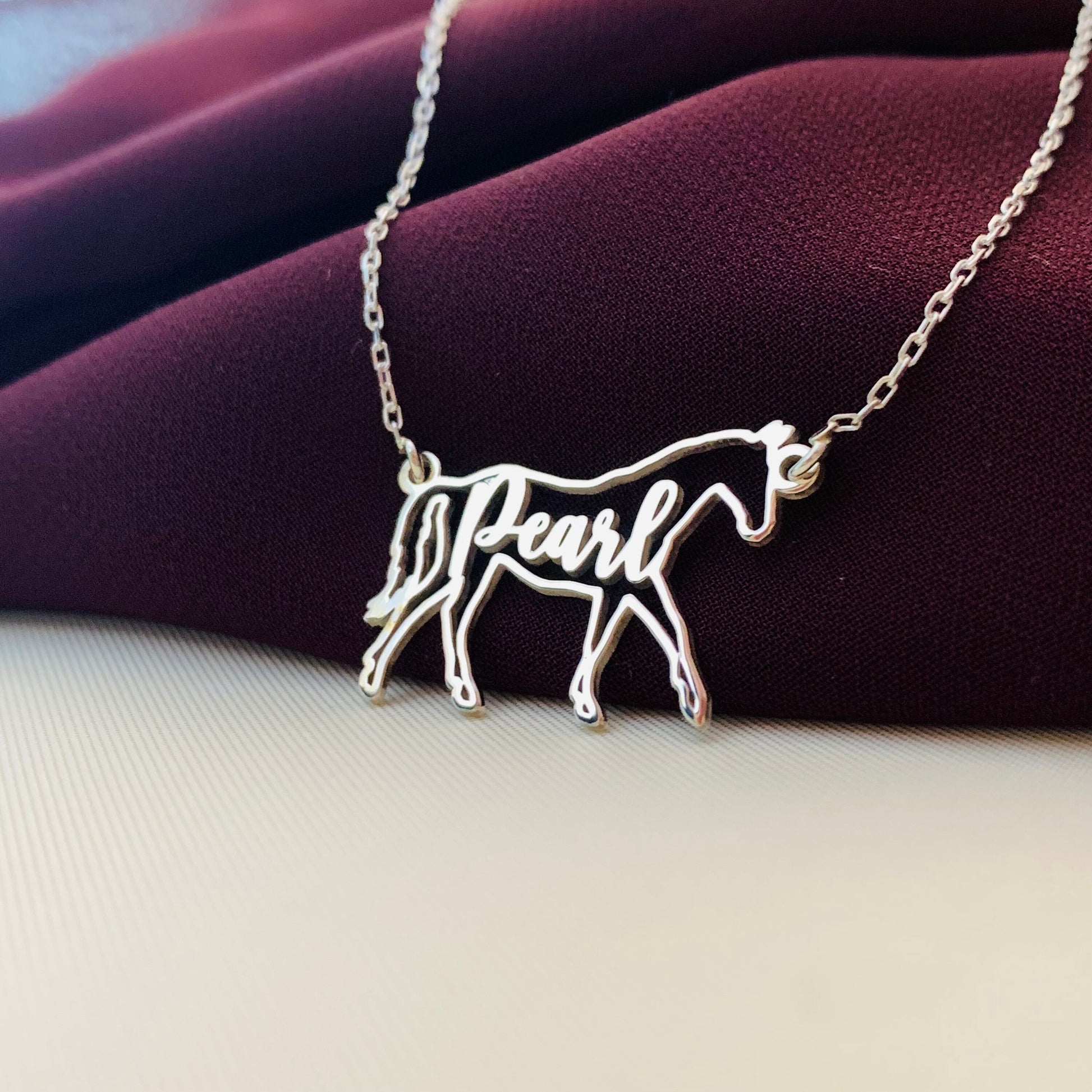 Horse Necklace, Horse Necklace for Woman, Personalized Horse Name Necklace, Custom Horse Necklace, Horse Memorial Gift, Horse Riding Gift