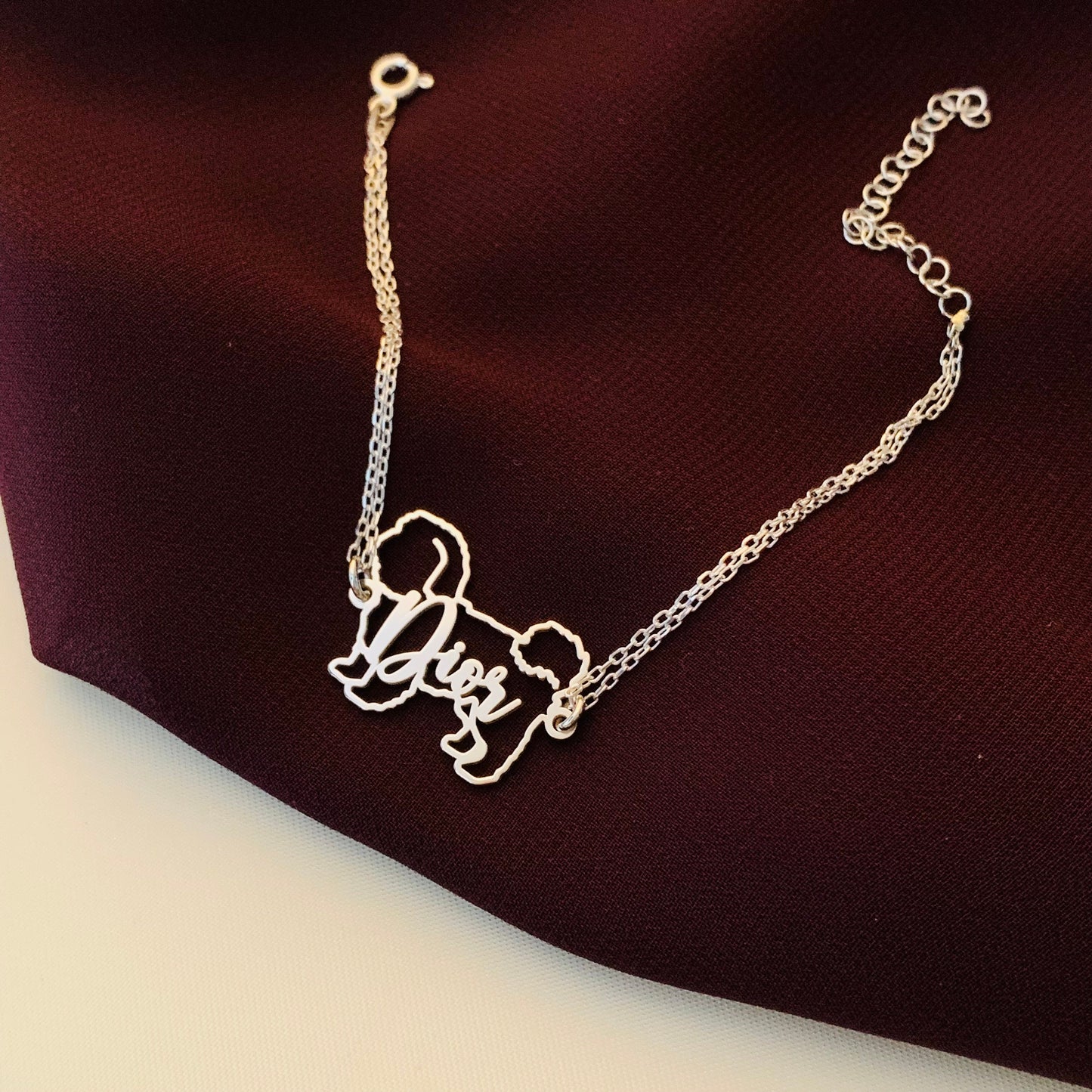Dog bracelet, dog bracelets for women, dog bracelet with name, Pet bracelet, Dog memorial gift, 925 sterling silver custom dog bracelet