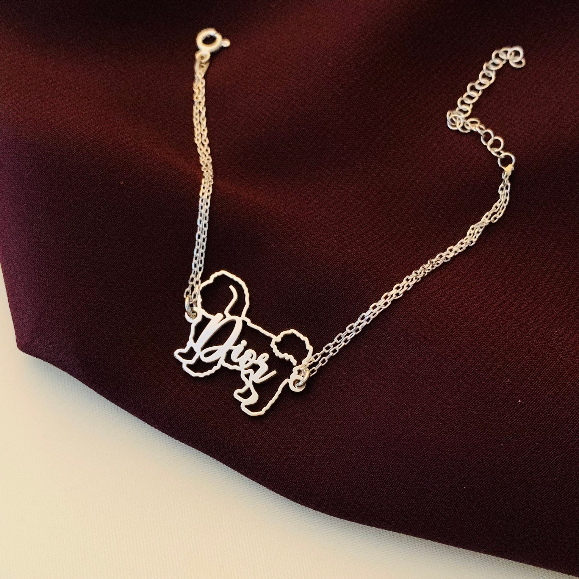 Dog bracelet, dog bracelets for women, dog bracelet with name, Pet bracelet, Dog memorial gift, 925 sterling silver custom dog bracelet