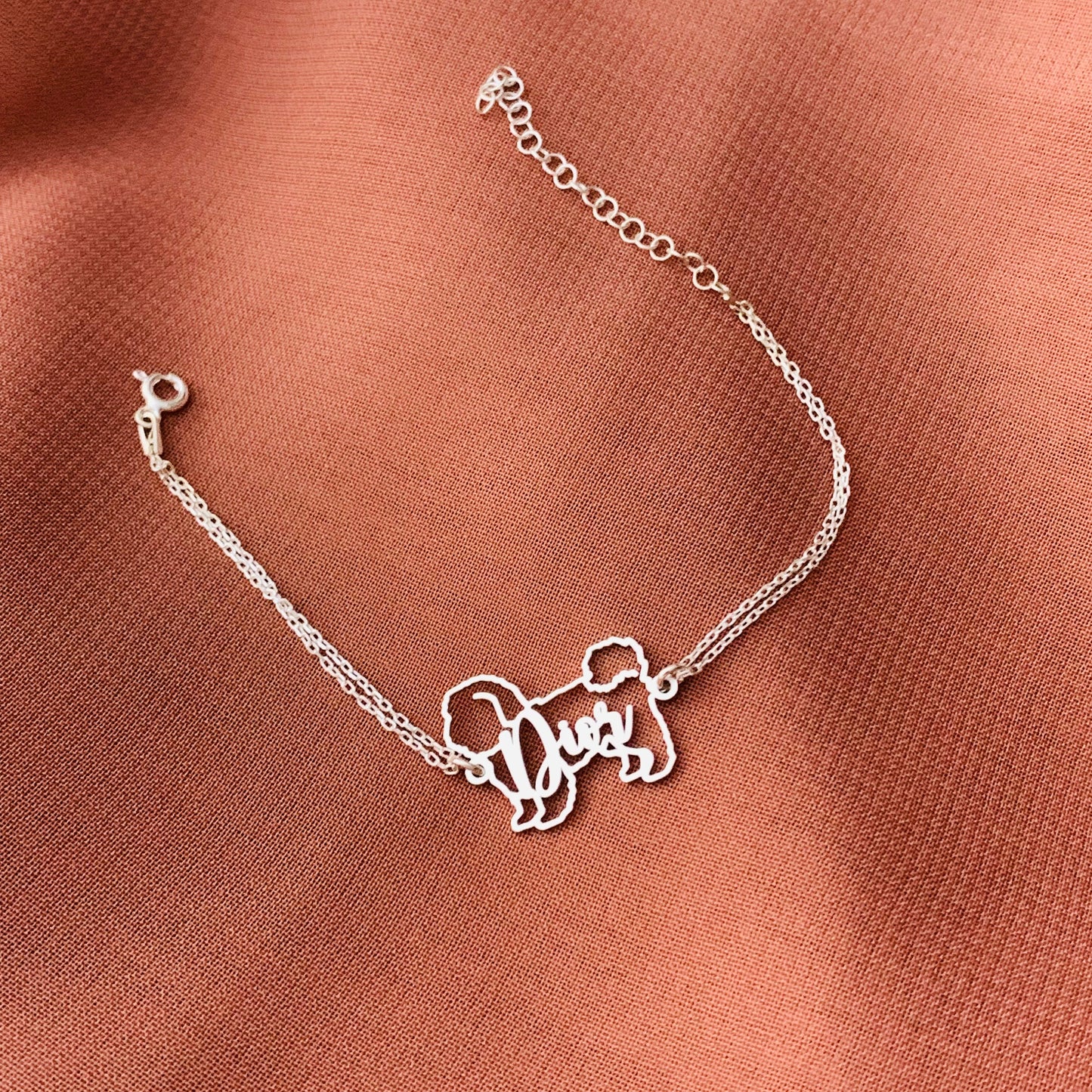 Dog bracelet, dog bracelets for women, dog bracelet with name, Pet bracelet, Dog memorial gift, 925 sterling silver custom dog bracelet