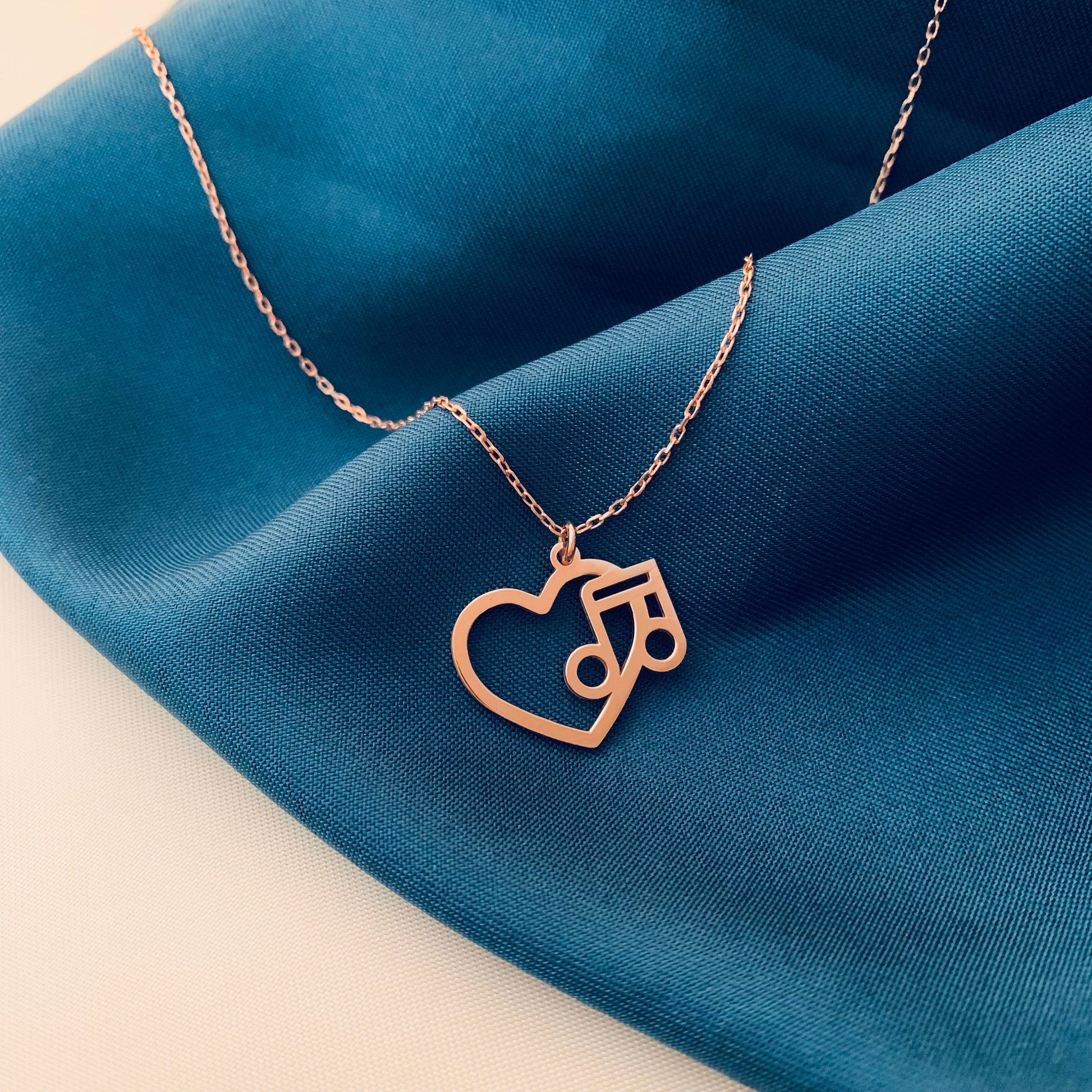 Music Note Necklace, Dainty Heart with Music Note Necklace, Eighth Note Charm, Musician Gifts, Heart Necklace, gift for musician