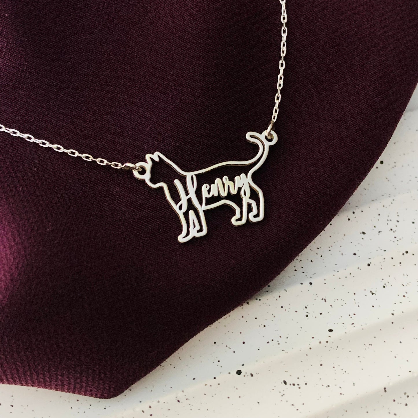 Cat Necklace, Custom Cat Name Necklace, Cat Pendant Necklace, Engraved Cat Pendant, Engraved Pet Charm Necklace, Animal Pet Memorial Gift