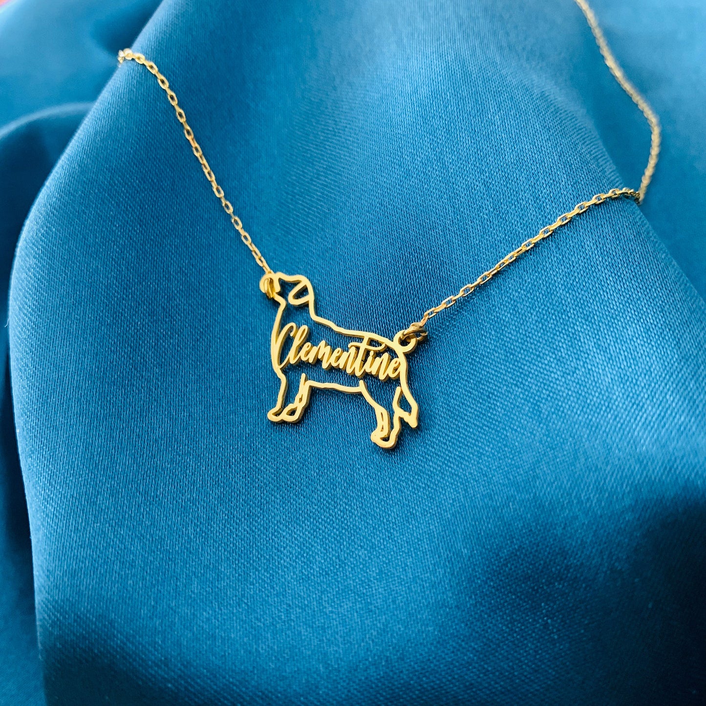 Golden Retriever Dog Silhouette Necklace with Name,Animal Pet Personalized Memorial Gift,Golden Retriever Dog Custom Necklace,Christmas Gift