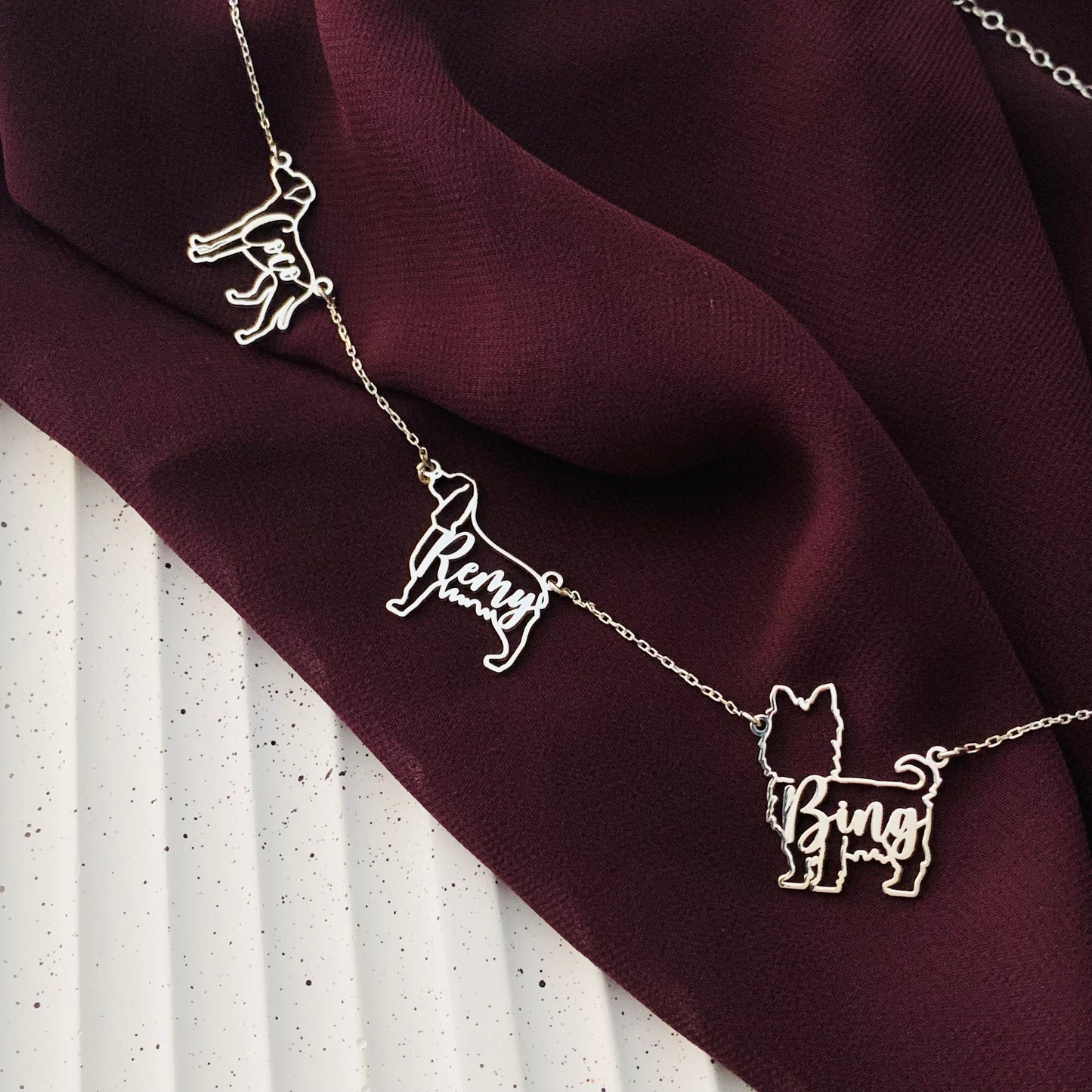 Multiple Dog Necklace, Custom Dog Necklace, Dog Necklace for Woman, Dog Memorial Necklace, Multiple dogs on one chain, Dog name necklace,