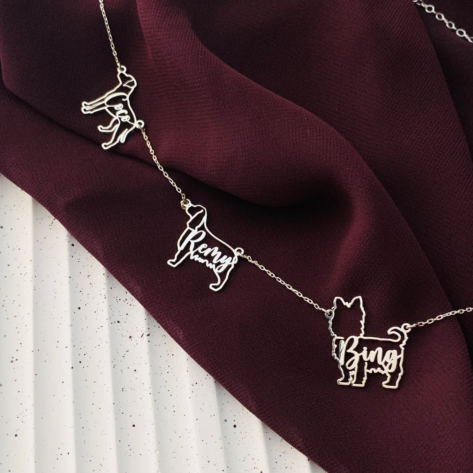 Multiple Dog Necklace, Custom Dog Necklace, Dog Necklace for Woman, Dog Memorial Necklace, Multiple dogs on one chain, Dog name necklace,