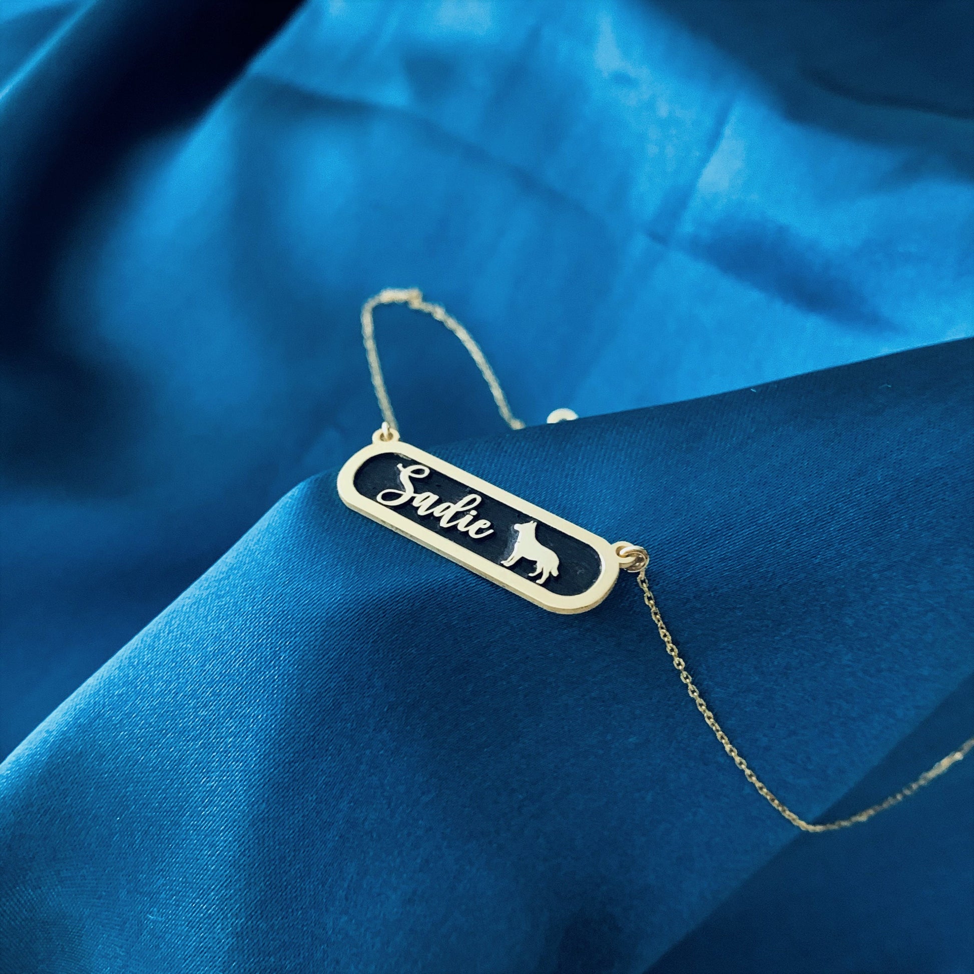 Custom Dog Necklace, Dog Necklace for Woman, Dog Memorial Gift, Dog Memorial Name Necklace, Pet Cartouche Necklace, Gift for Dog Mom