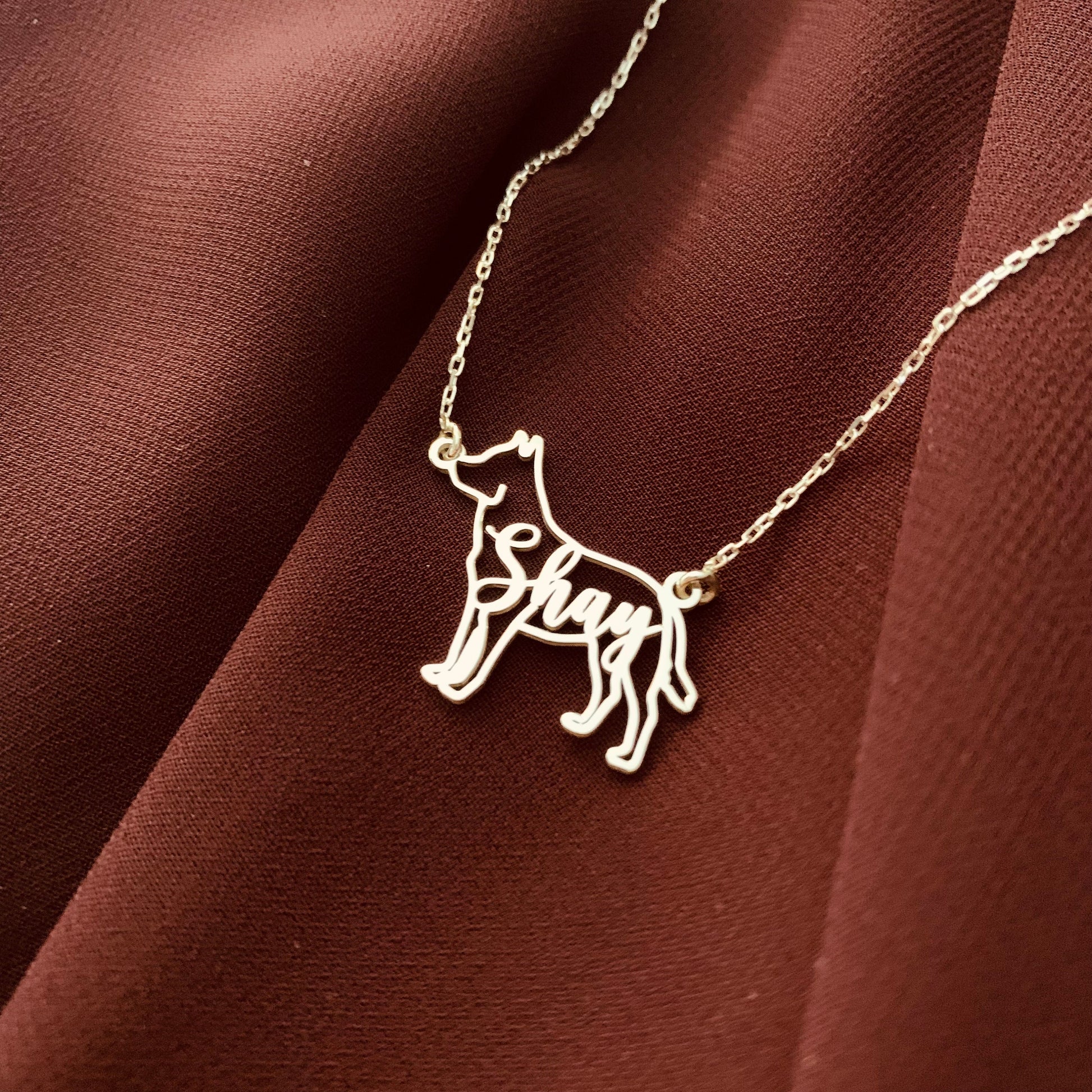 Personalized Dog Name Necklace, Dog Breed Silhouette Necklace, Pet Memorial Necklace, Pet Loss Necklace, Dog Necklace with Name, Gift